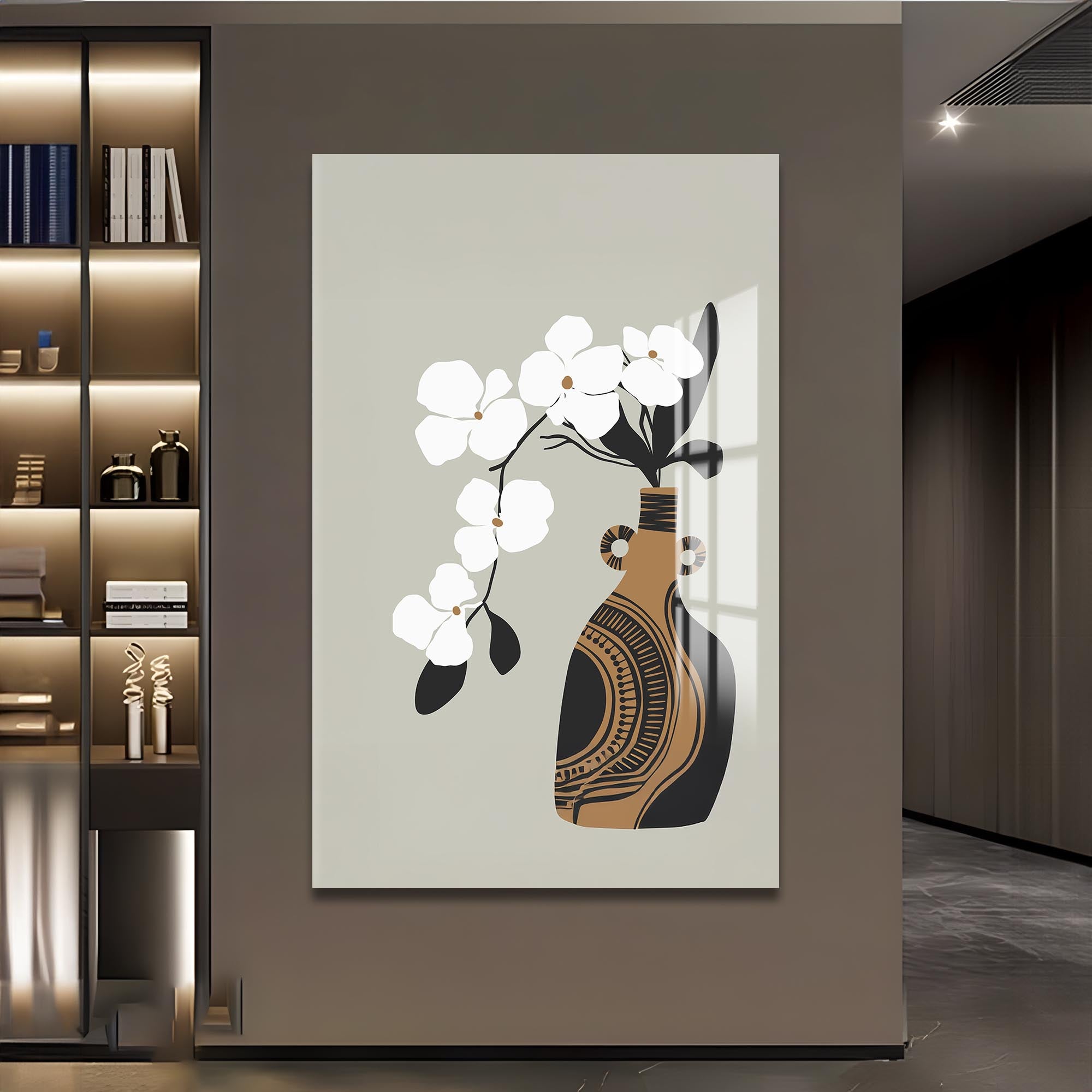 White Orchid Form– Bohemian Tempered Glass Wall Art
