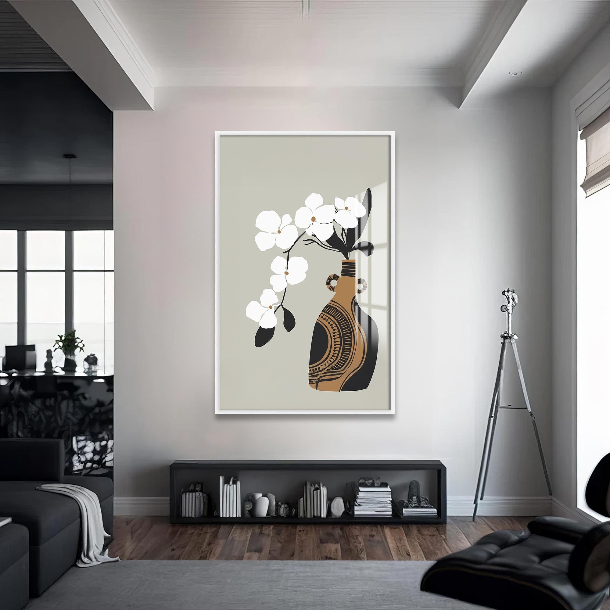 Artronauts Glass Print S | 72x46 cm | 28.3"x18.1" / White White Orchid Form– Bohemian Tempered Glass Wall Art