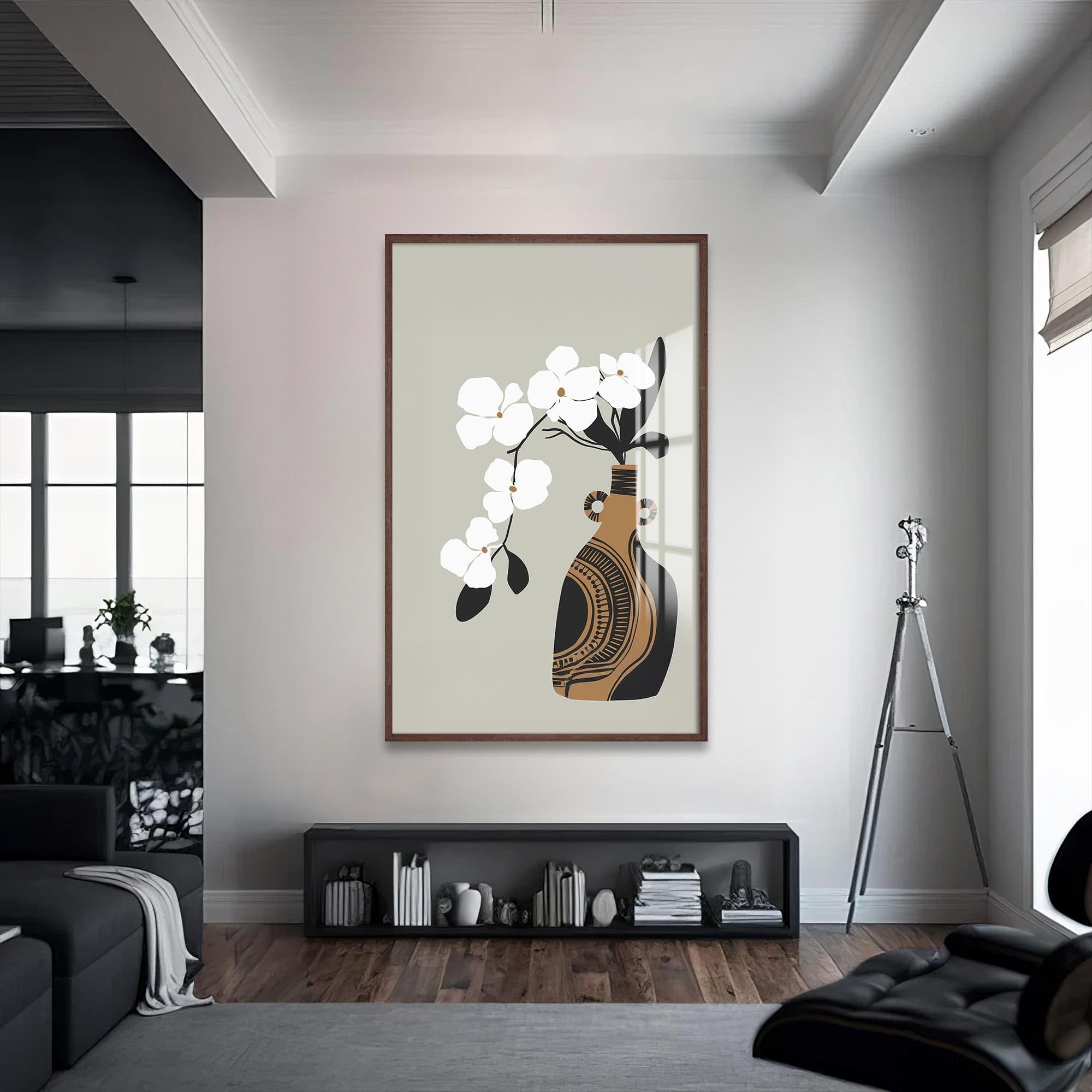Artronauts Glass Print S | 72x46 cm | 28.3"x18.1" / Walnut White Orchid Form– Bohemian Tempered Glass Wall Art