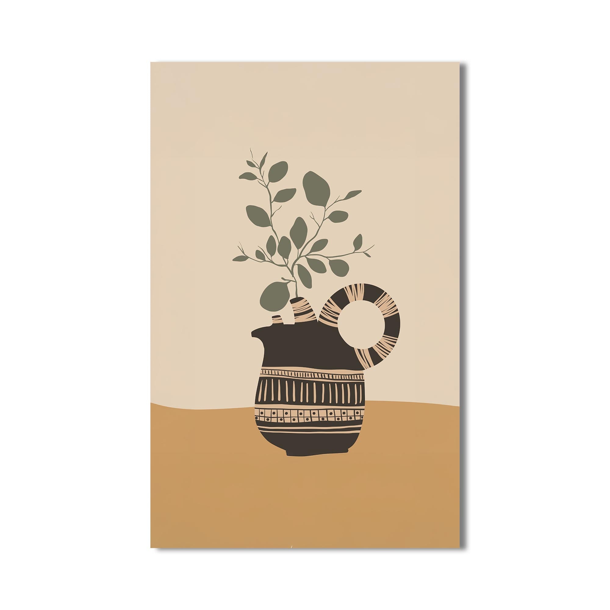 Earthy Pitcher– Bohemian Tempered Glass Wall Art