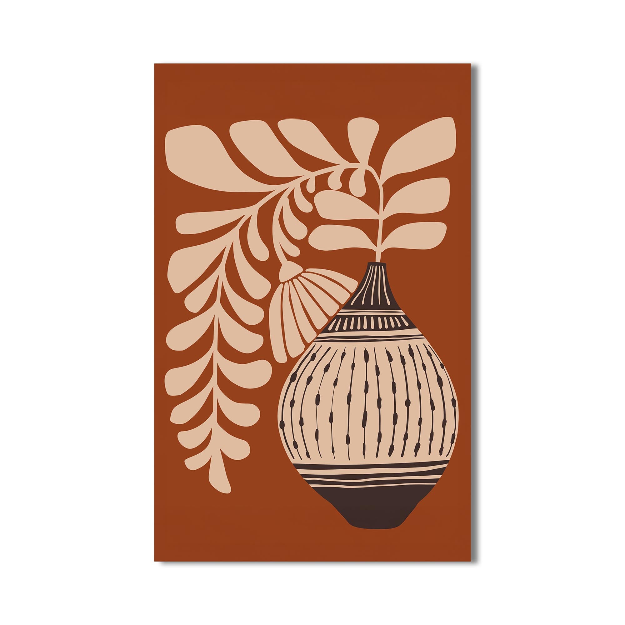 Terracotta Fern– Bohemian Tempered Glass Wall Art