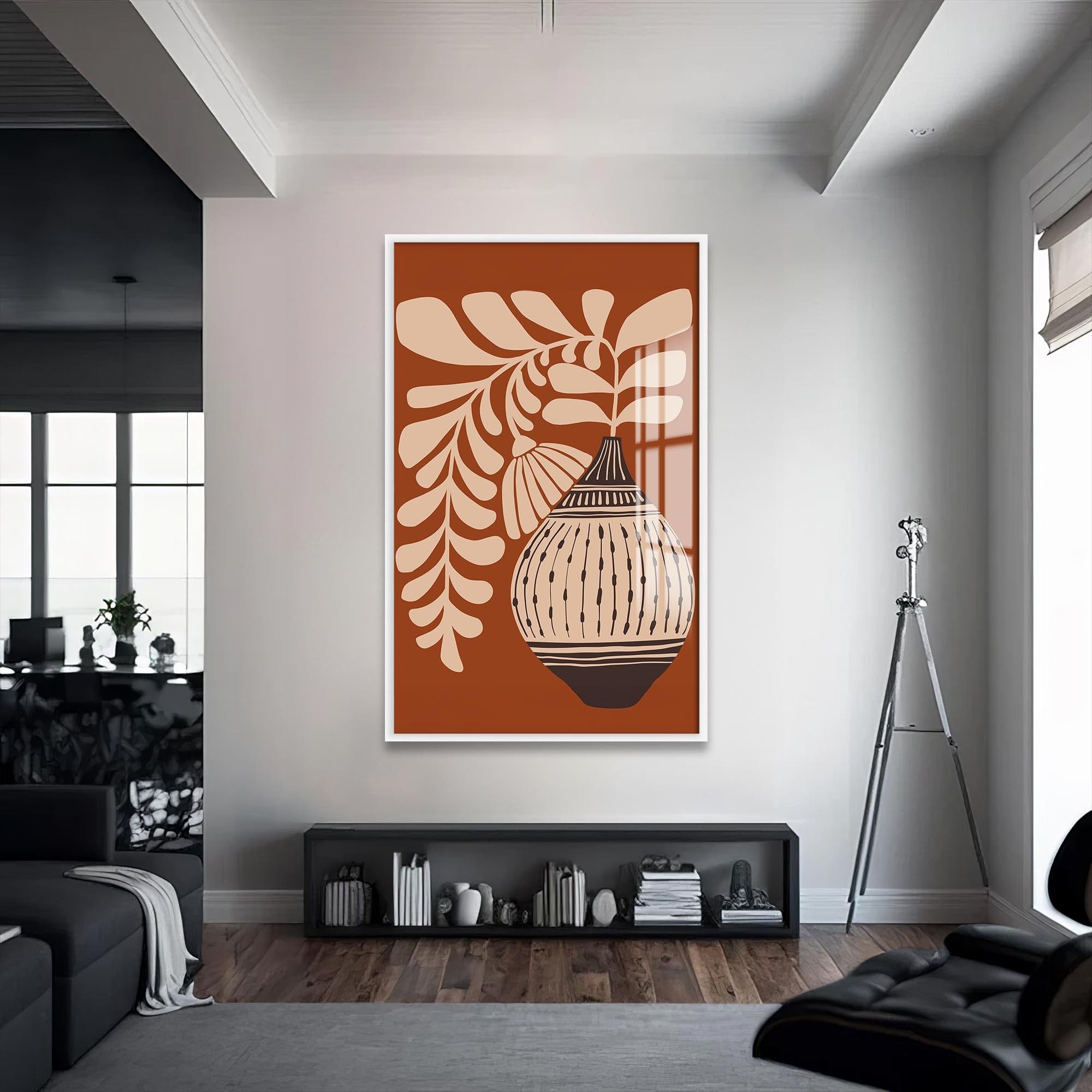 Artronauts Glass Print S | 72x46 cm | 28.3"x18.1" / White Terracotta Fern– Bohemian Tempered Glass Wall Art