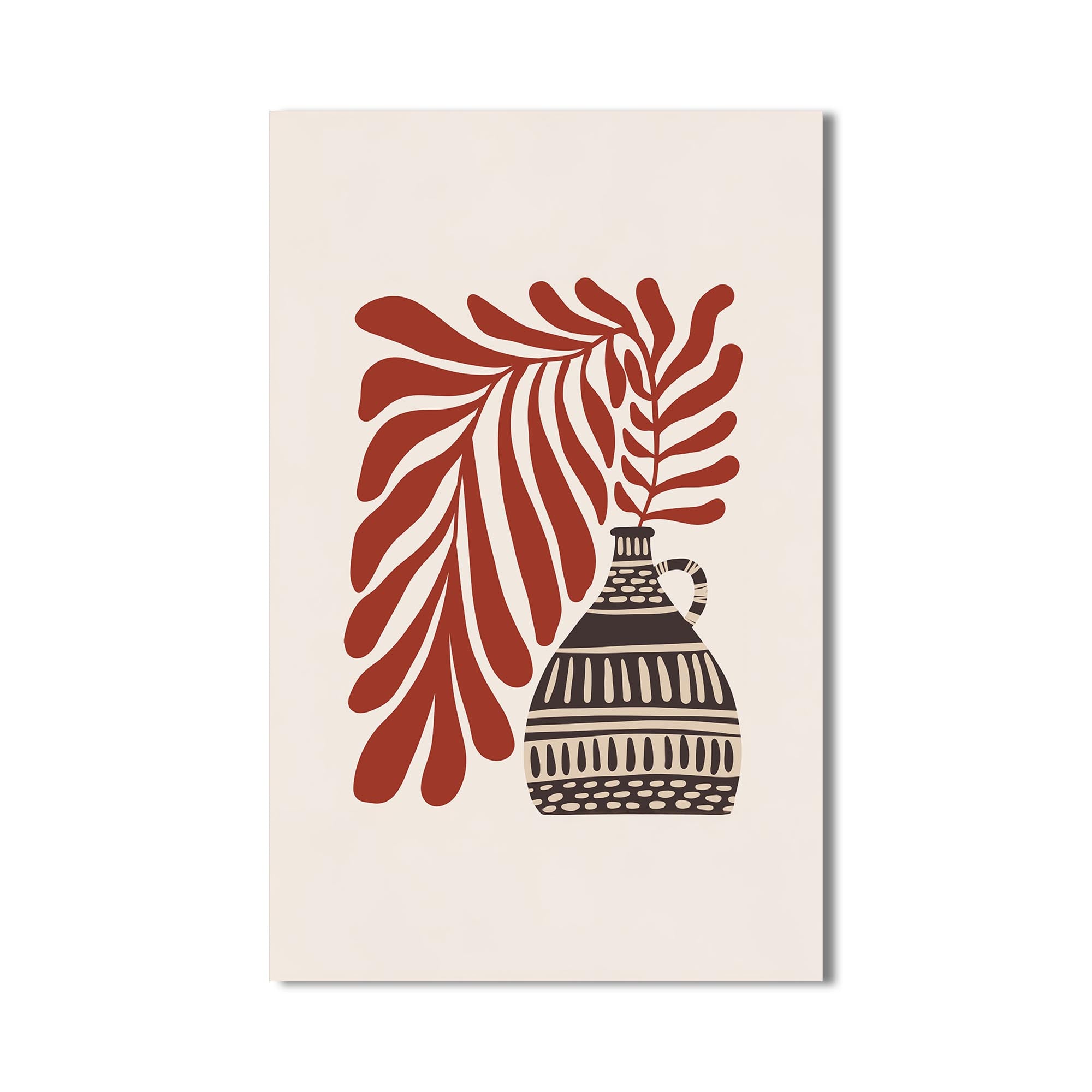 Artronauts Glass Print Rustic Leaf Vase– Bohemian Tempered Glass Wall Art