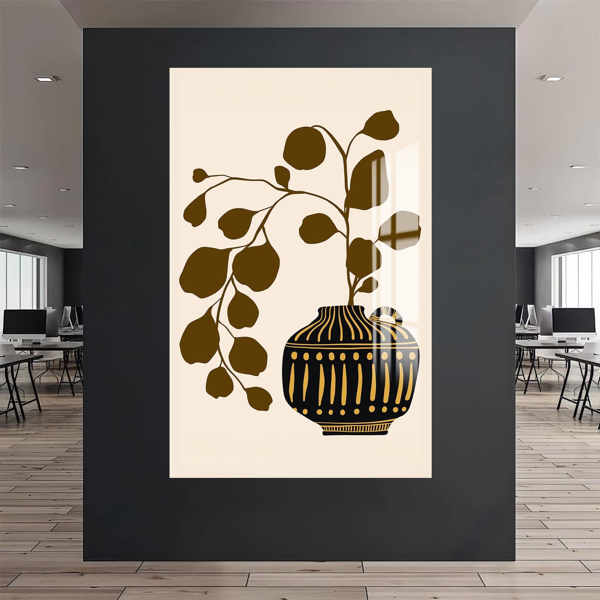 Artronauts Glass Print Olive Branch Vessel– Bohemian Tempered Glass Wall Art