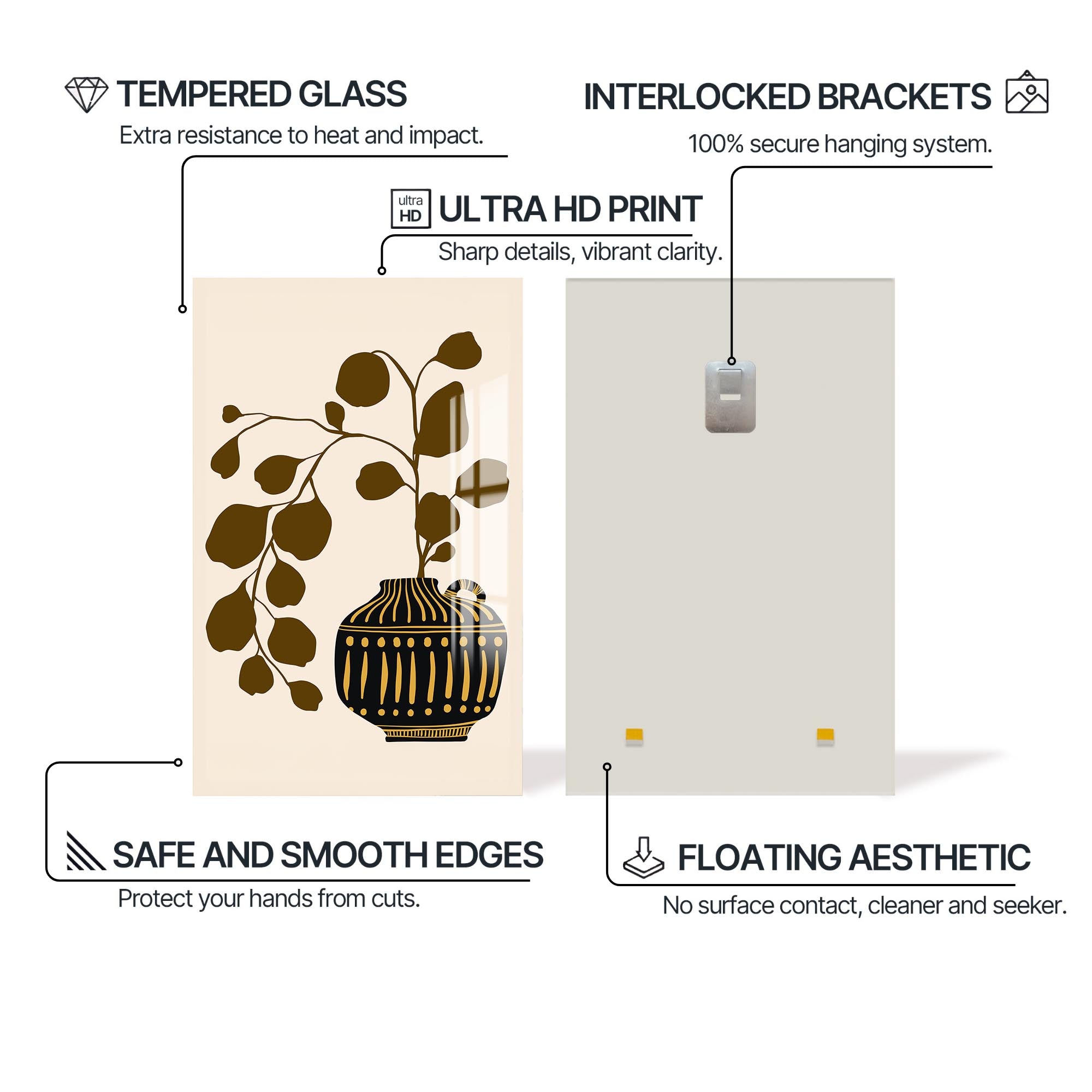 Artronauts Glass Print Olive Branch Vessel– Bohemian Tempered Glass Wall Art