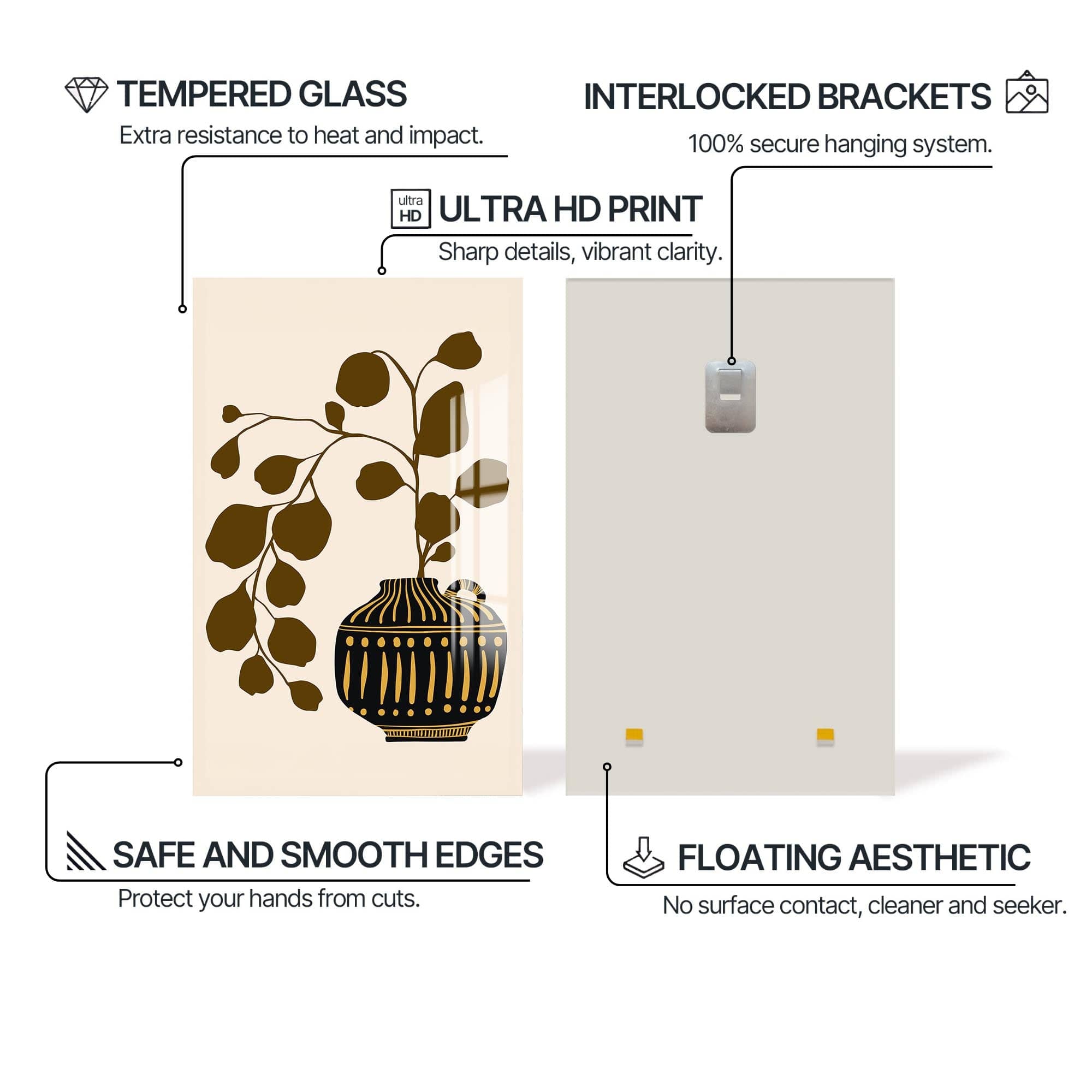 Artronauts Glass Print Olive Branch Vessel– Bohemian Tempered Glass Wall Art