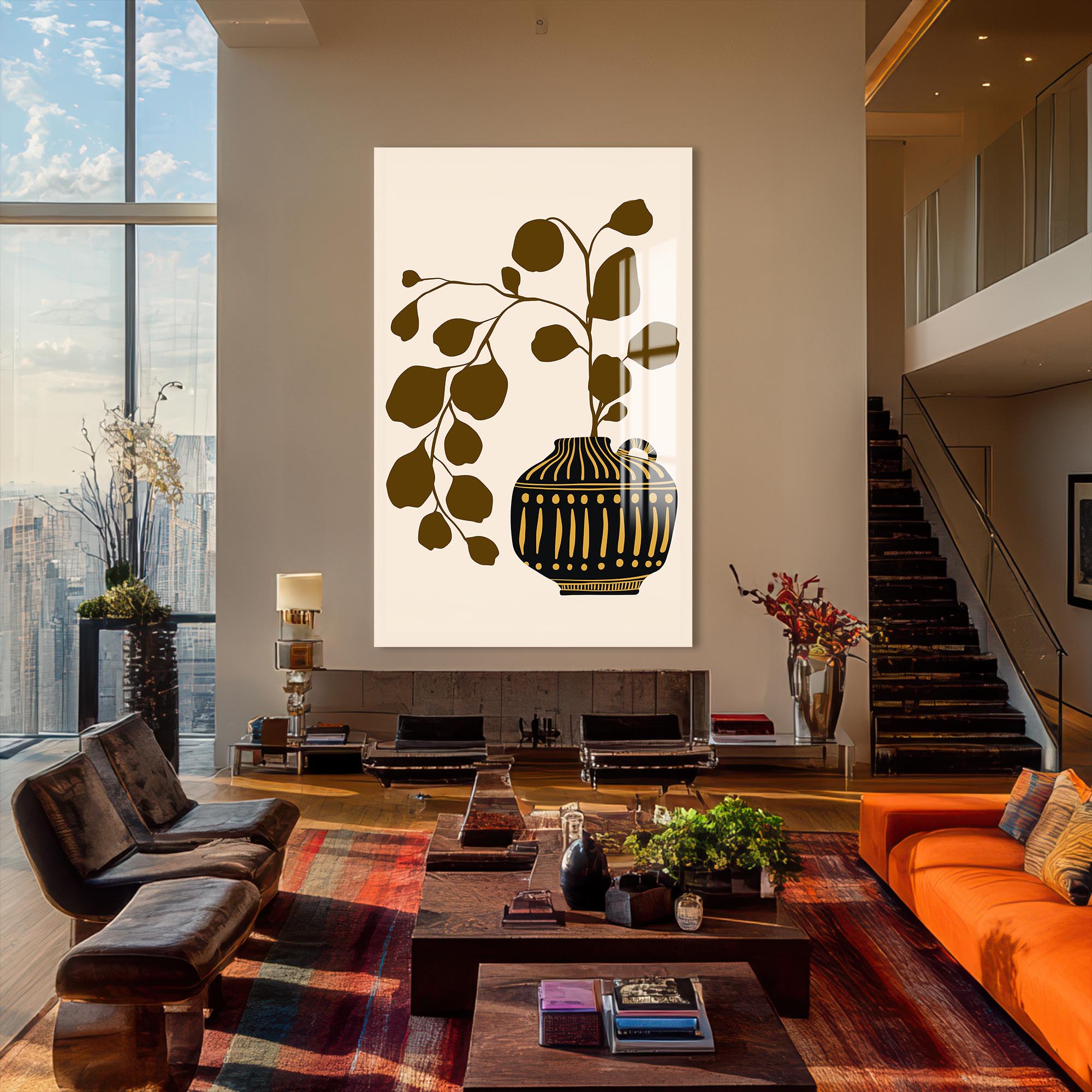 Artronauts Glass Print Olive Branch Vessel– Bohemian Tempered Glass Wall Art