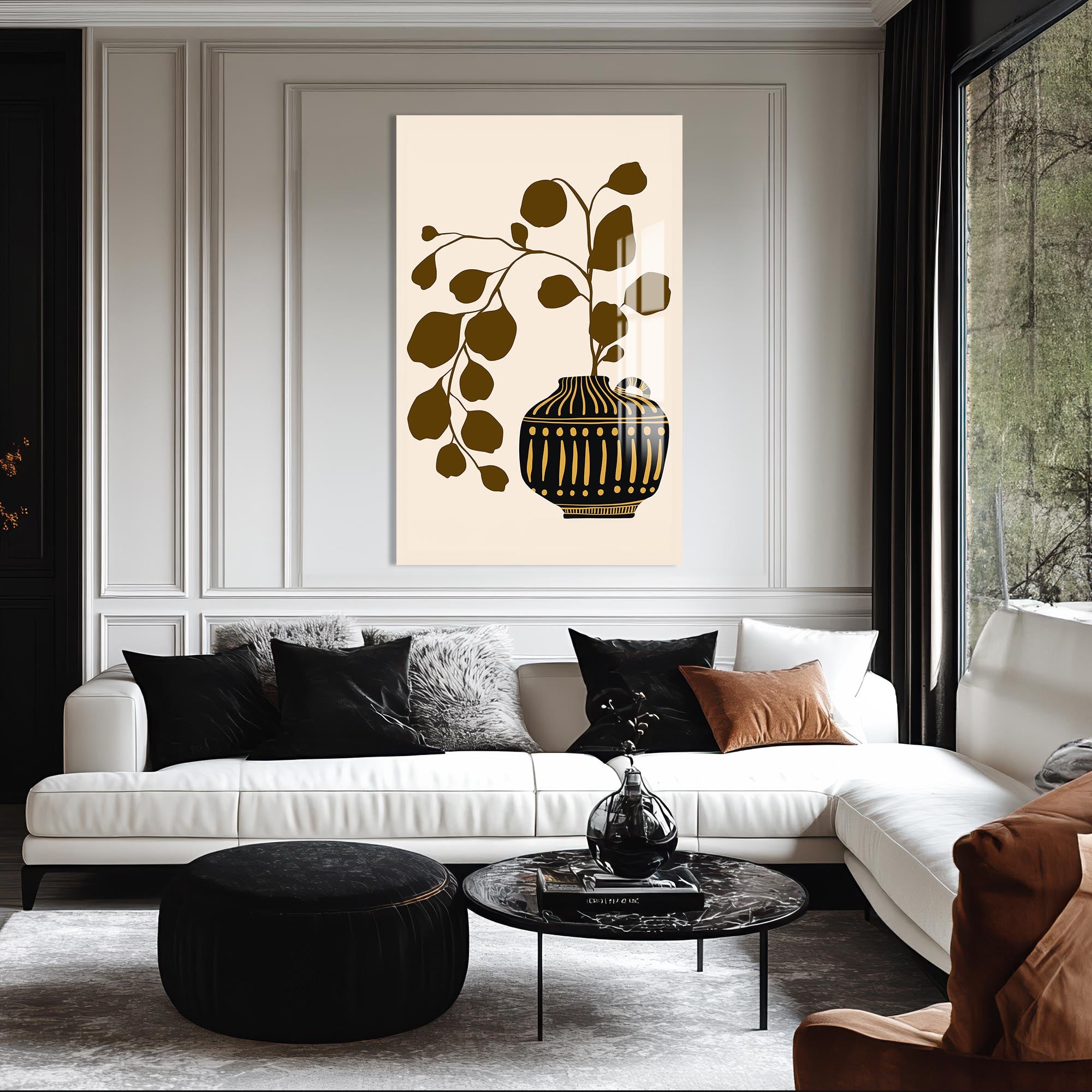 Artronauts Glass Print Olive Branch Vessel– Bohemian Tempered Glass Wall Art