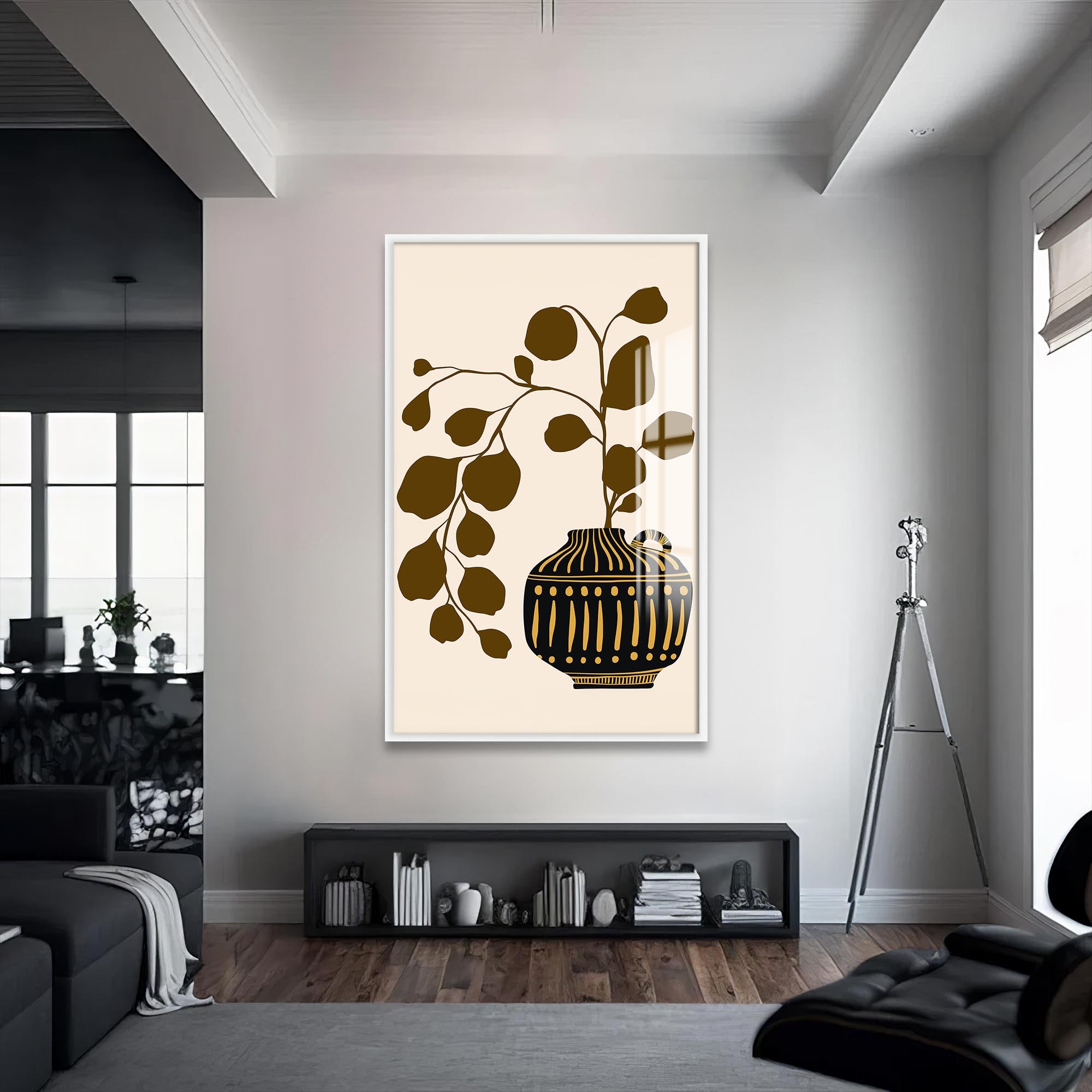 Artronauts Glass Print S | 72x46 cm | 28.3"x18.1" / White Olive Branch Vessel– Bohemian Tempered Glass Wall Art