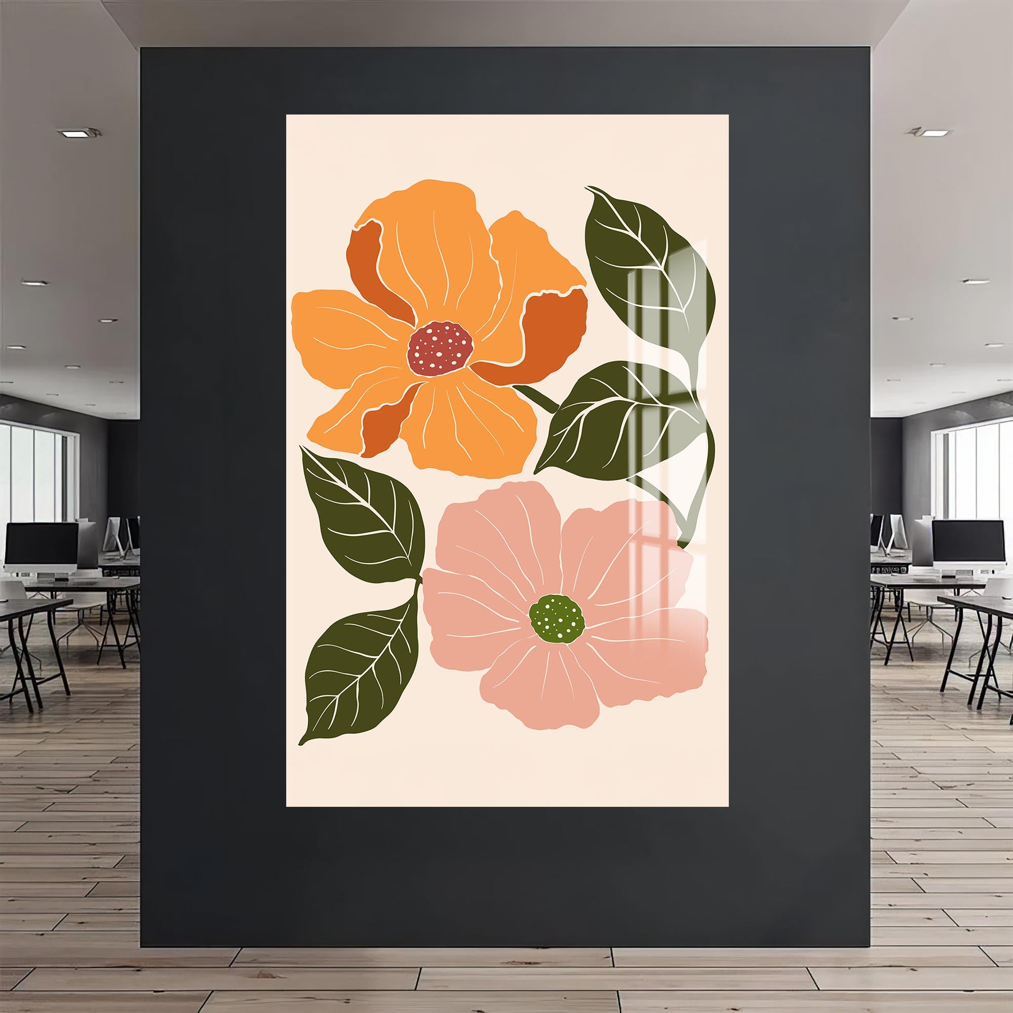 Amber Bloom– Bohemian Tempered Glass Wall Art
