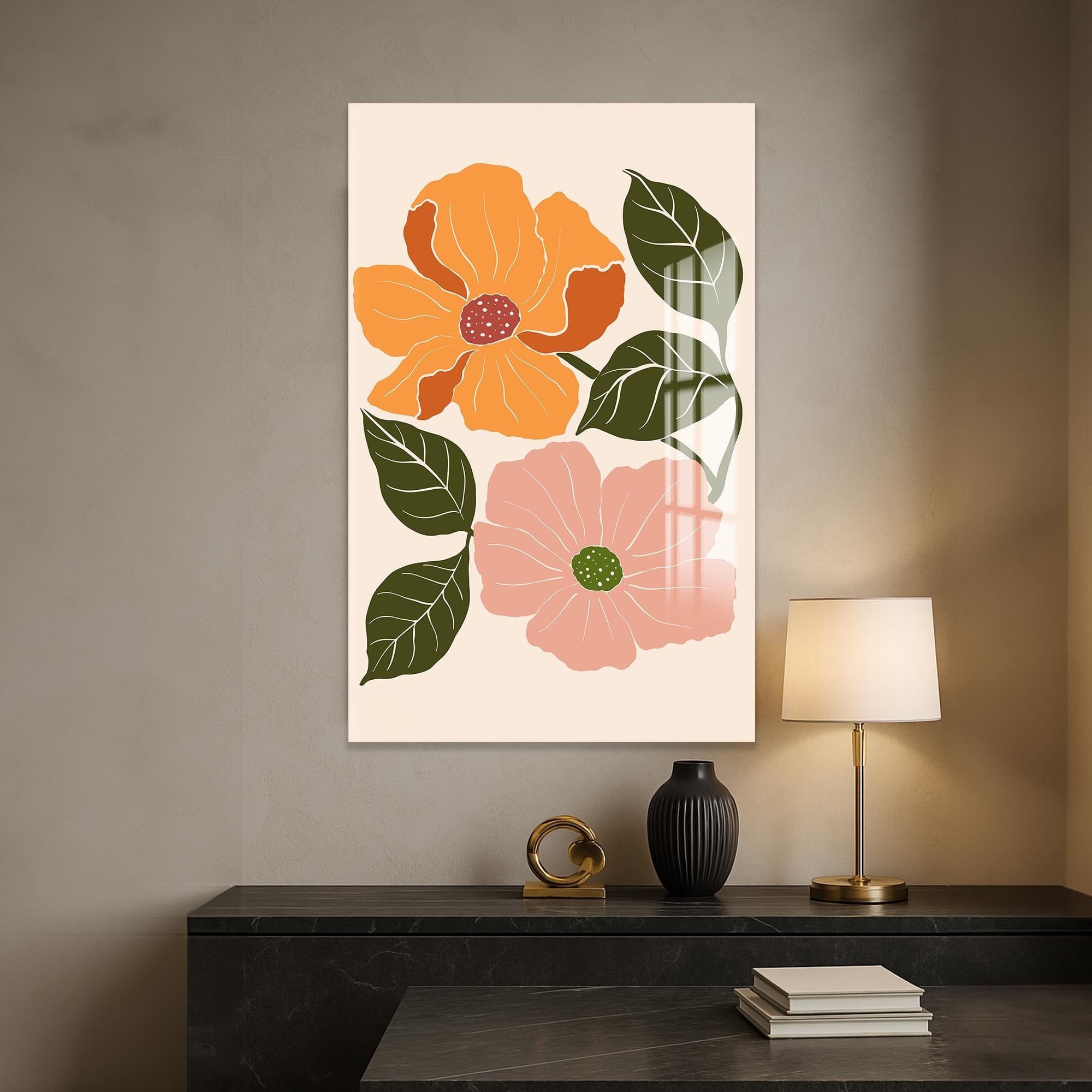 Artronauts Glass Print Amber Bloom– Bohemian Tempered Glass Wall Art