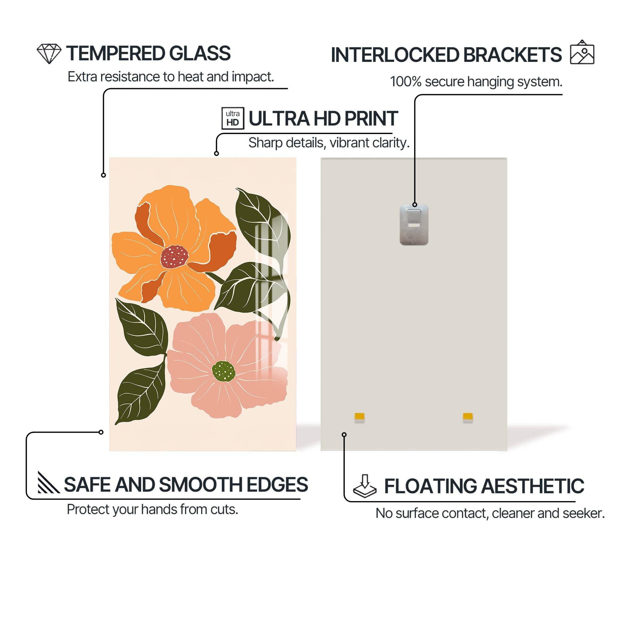 Artronauts Glass Print Amber Bloom– Bohemian Tempered Glass Wall Art