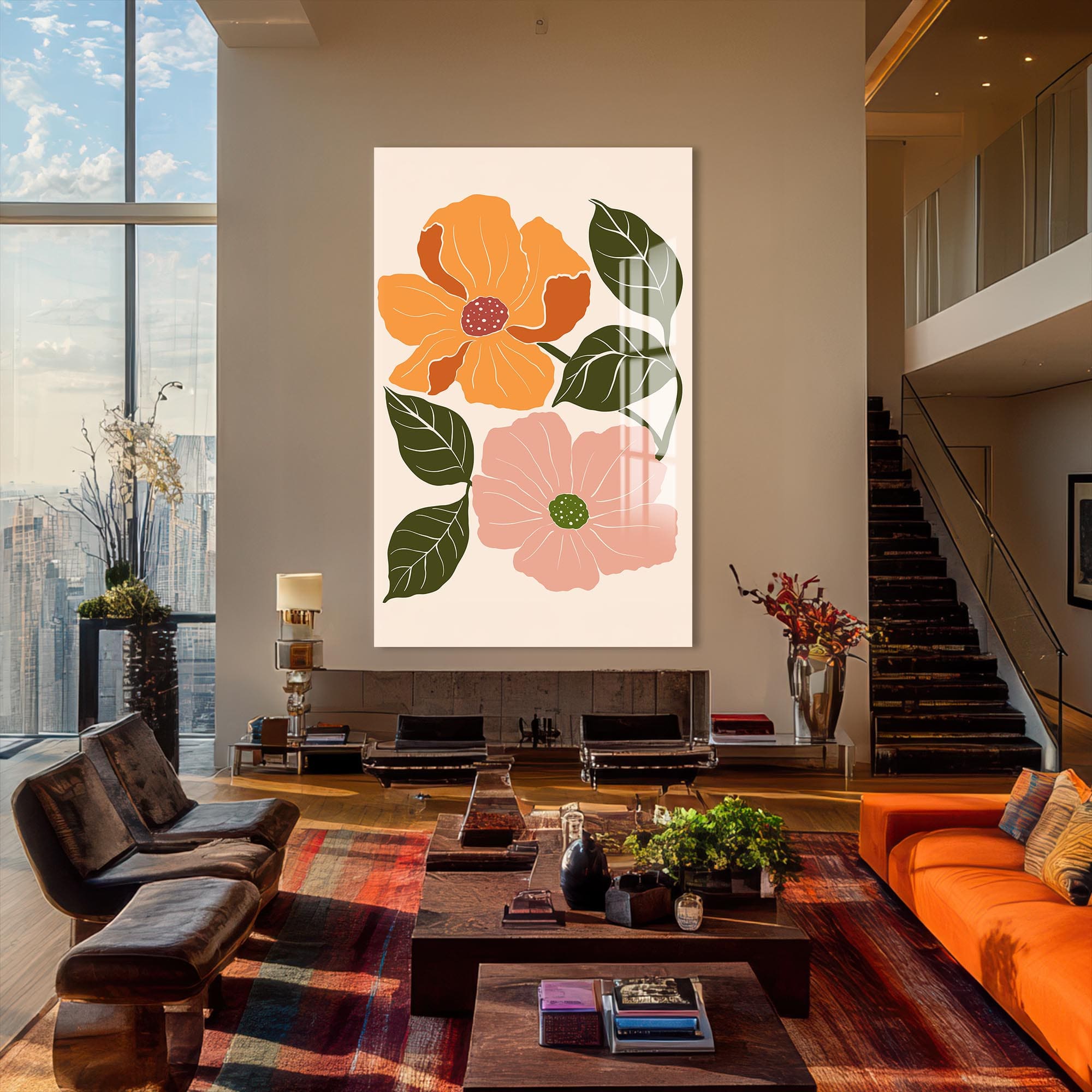 Artronauts Glass Print Amber Bloom– Bohemian Tempered Glass Wall Art