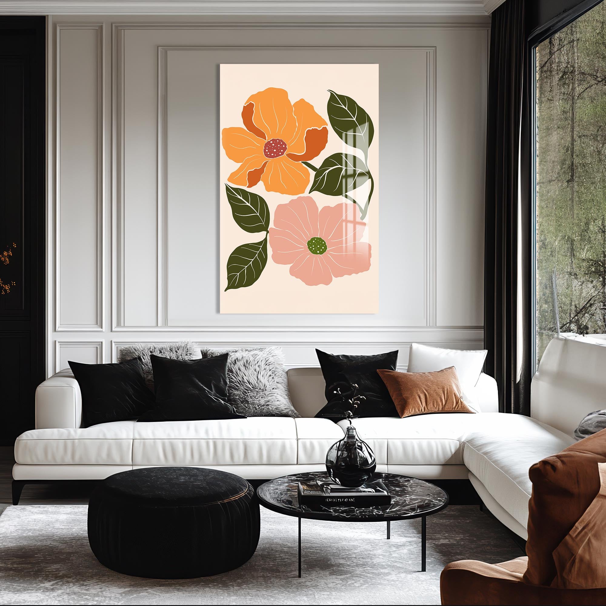 Amber Bloom– Bohemian Tempered Glass Wall Art