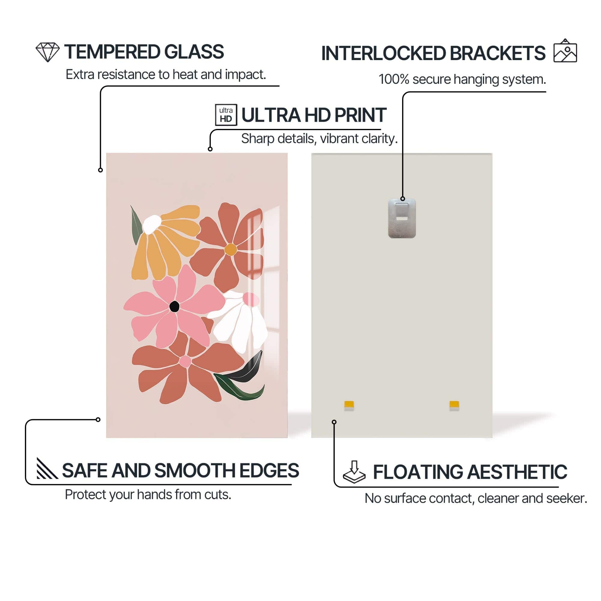 Artronauts Glass Print Soft Blossom Cluster– Bohemian Tempered Glass Wall Art