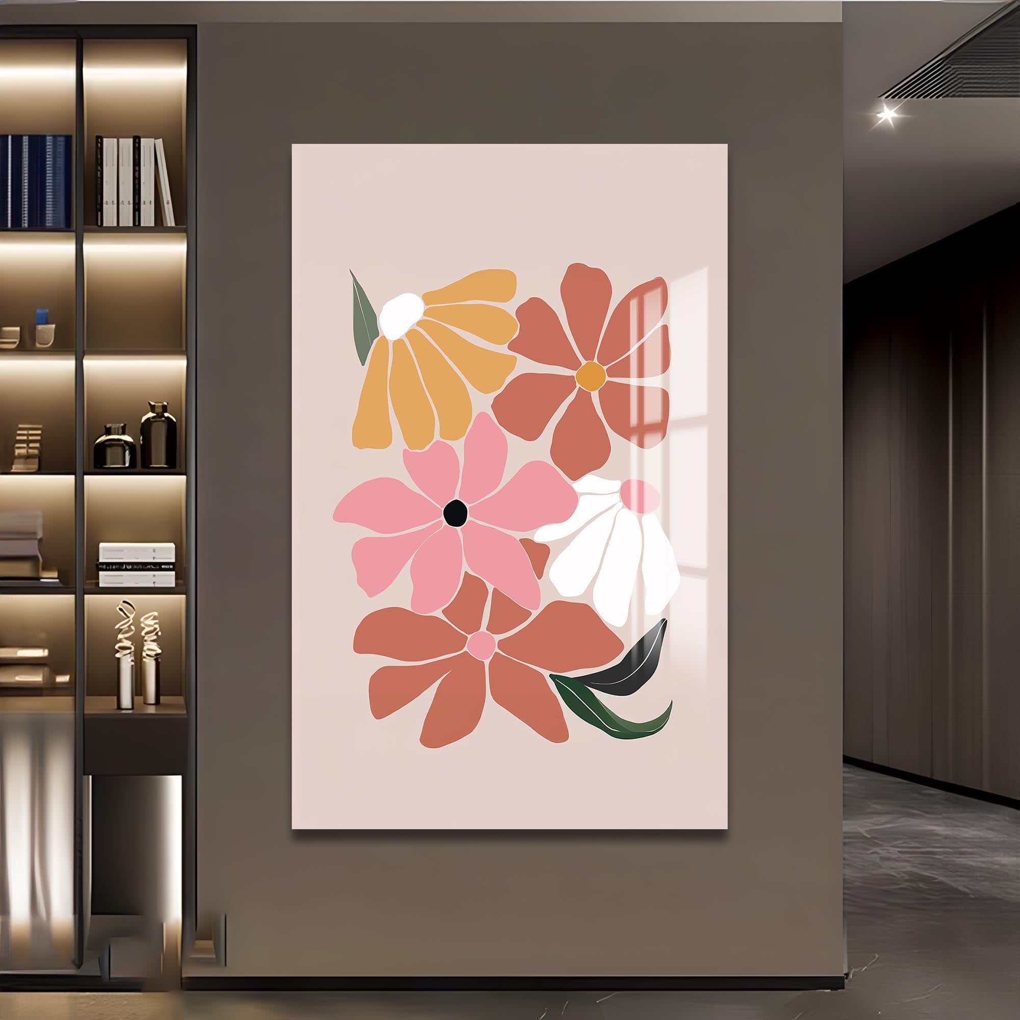 Soft Blossom Cluster– Bohemian Tempered Glass Wall Art