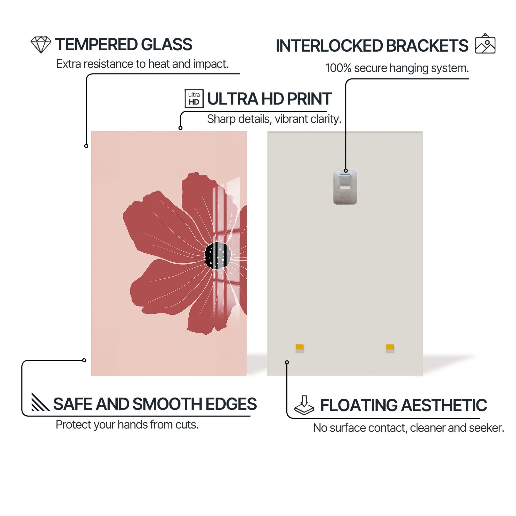 Rose Petal Focus– Bohemian Tempered Glass Wall Art