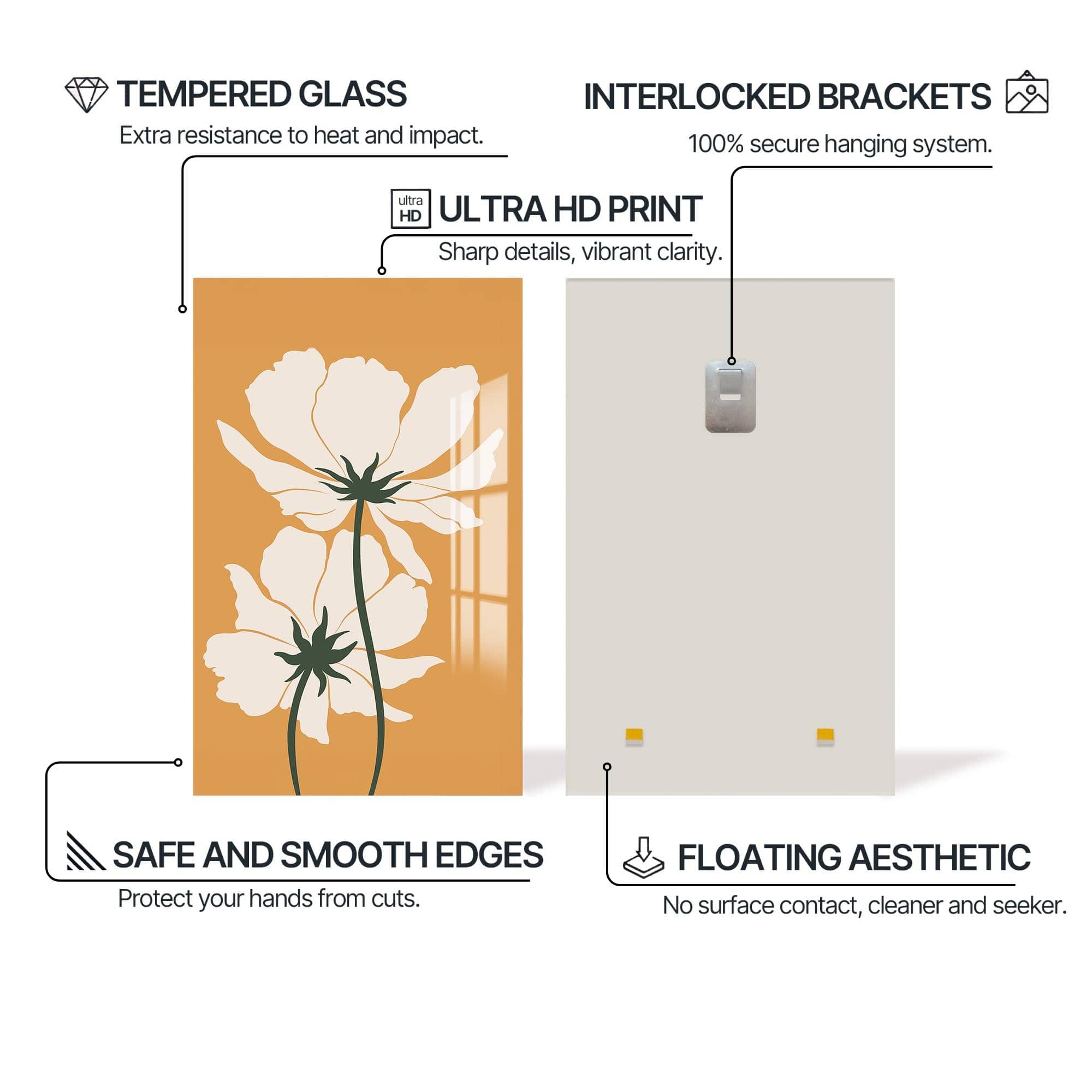 Artronauts Glass Print Golden Meadow Pair– Bohemian Tempered Glass Wall Art