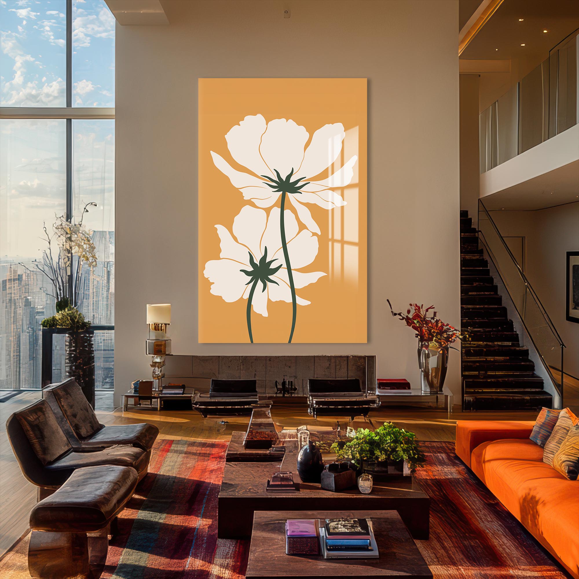 Artronauts Glass Print Golden Meadow Pair– Bohemian Tempered Glass Wall Art