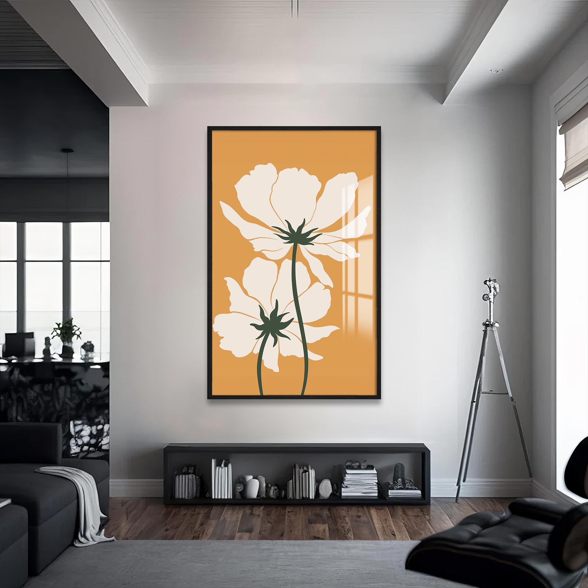 Artronauts Glass Print S | 72x46 cm | 28.3"x18.1" / Black Golden Meadow Pair– Bohemian Tempered Glass Wall Art