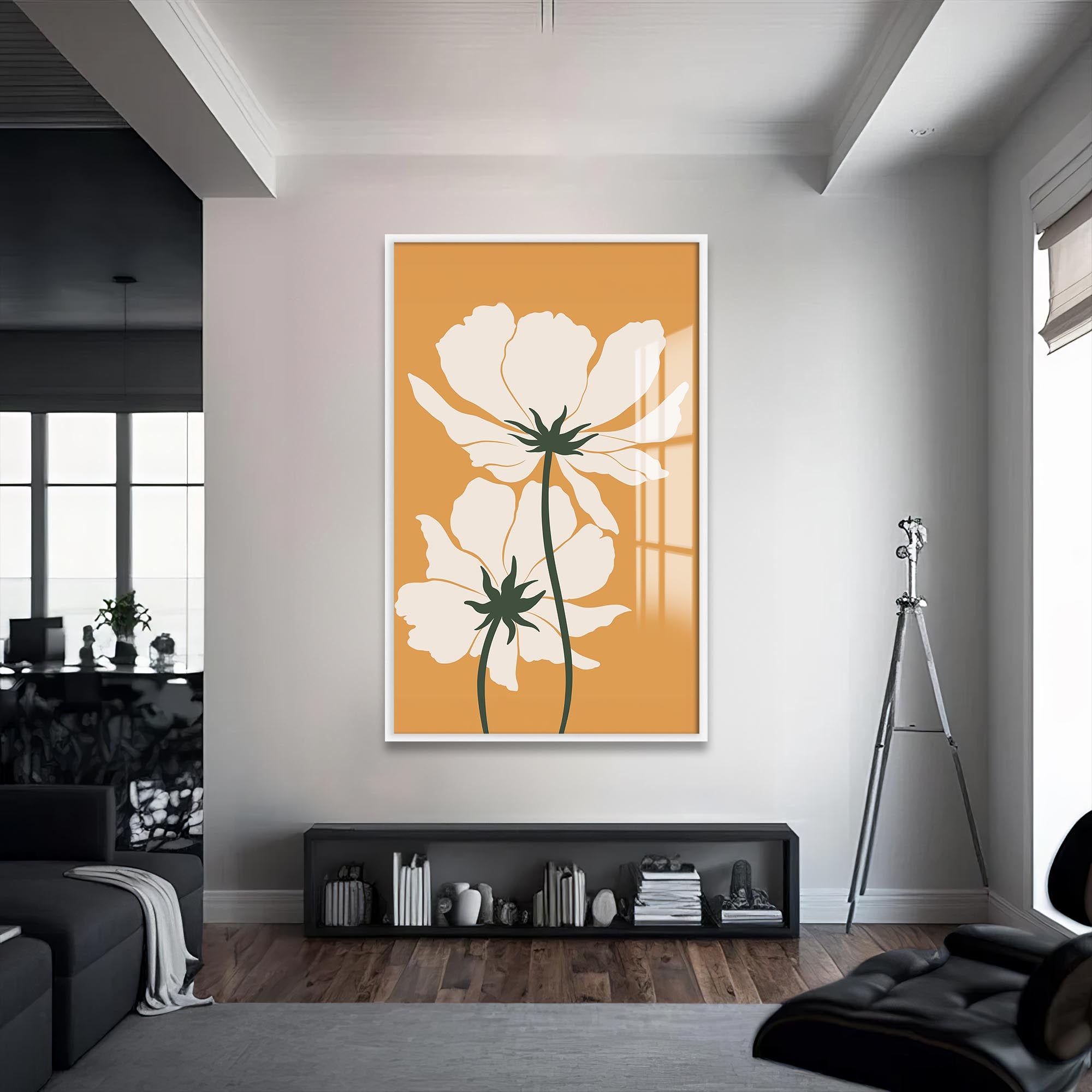 Artronauts Glass Print S | 72x46 cm | 28.3"x18.1" / White Golden Meadow Pair– Bohemian Tempered Glass Wall Art