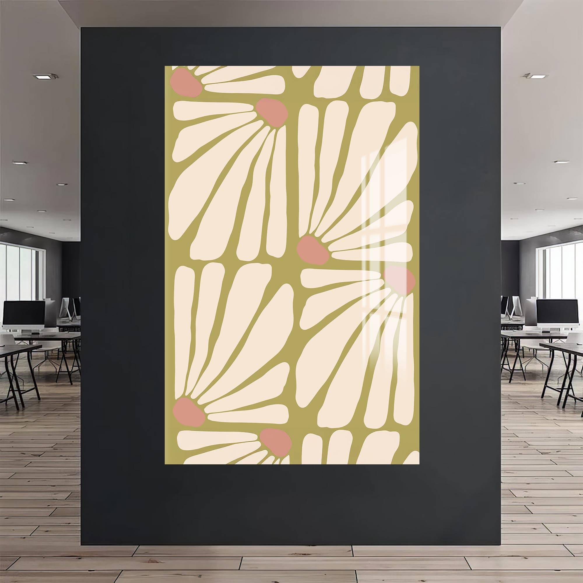 Artronauts Glass Print Daisy Pattern Flow– Bohemian Tempered Glass Wall Art