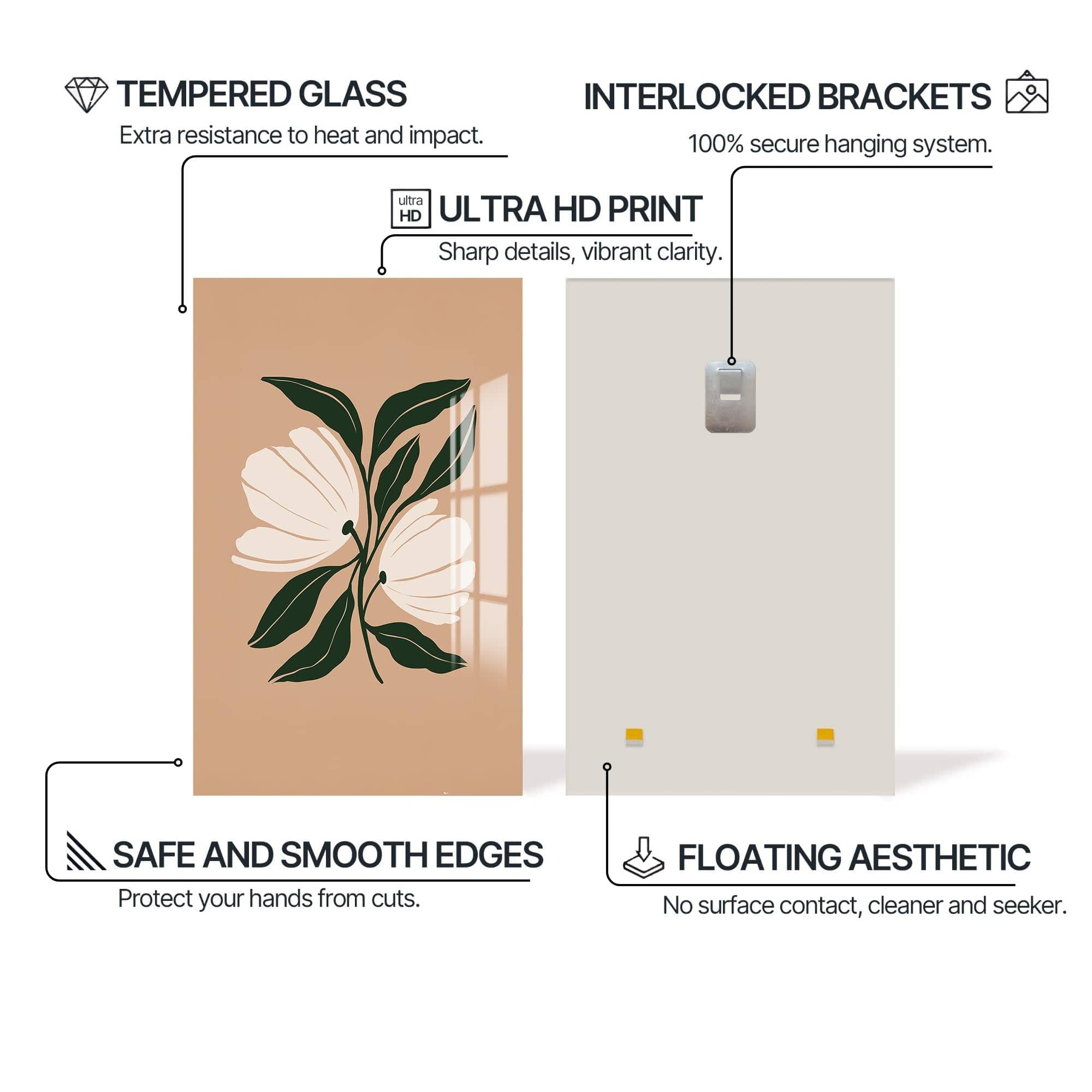 Artronauts Glass Print Twin Petal Balance– Bohemian Tempered Glass Wall Art