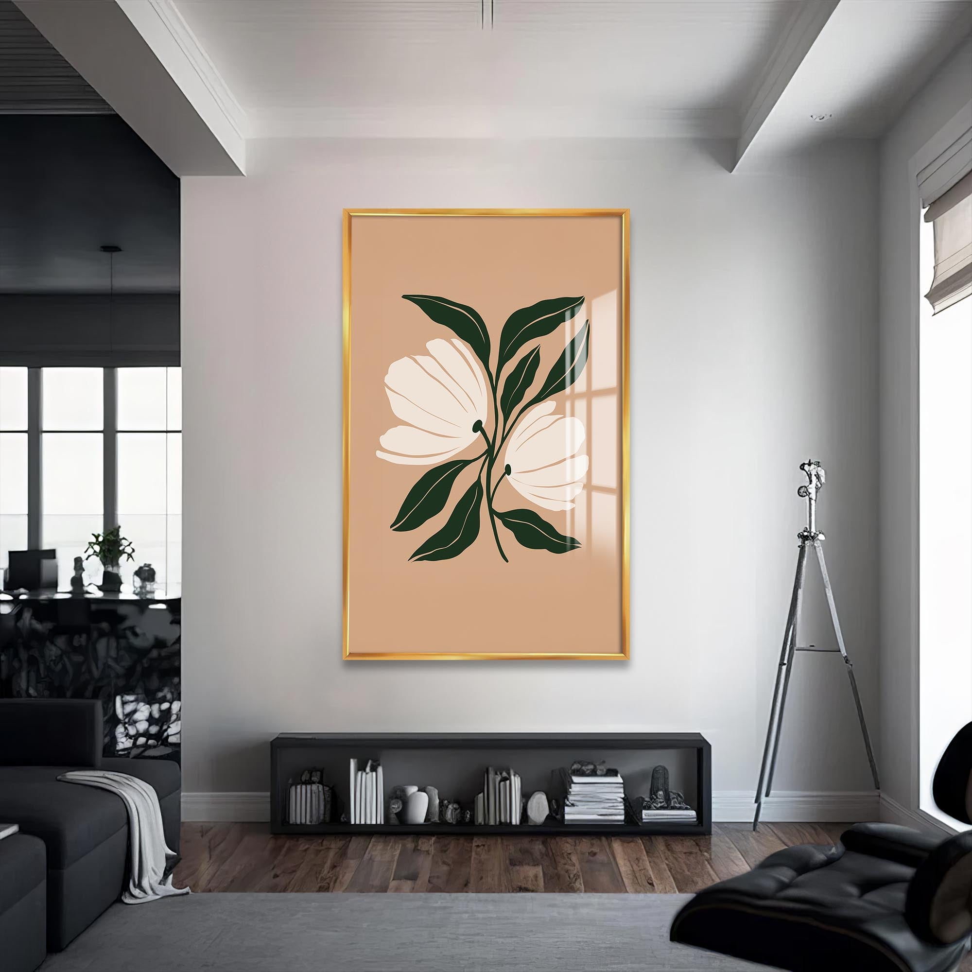 Twin Petal Balance– Bohemian Tempered Glass Wall Art