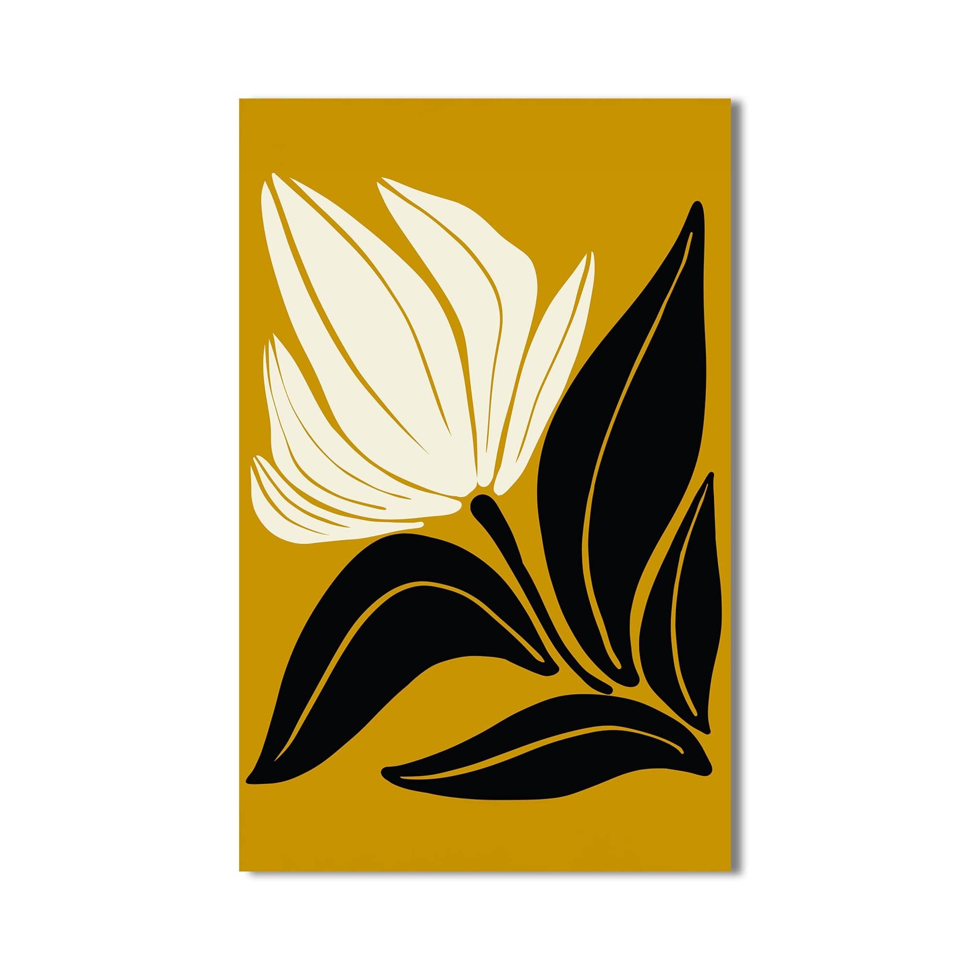 Artronauts Glass Print Golden Petal Silhouette– Bohemian Tempered Glass Wall Art