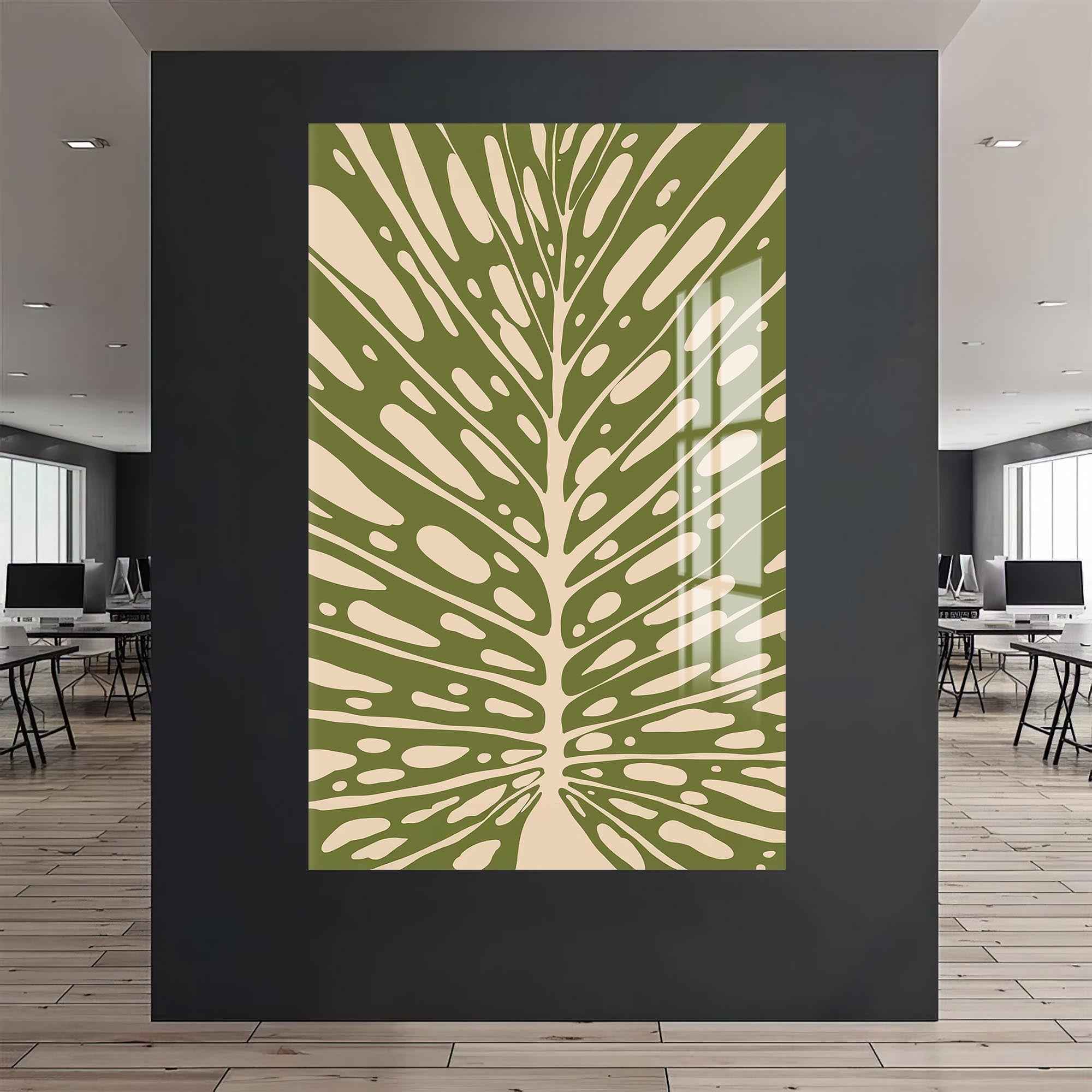 Artronauts Glass Print Olive Leaf Rhythm– Bohemian Tempered Glass Wall Art