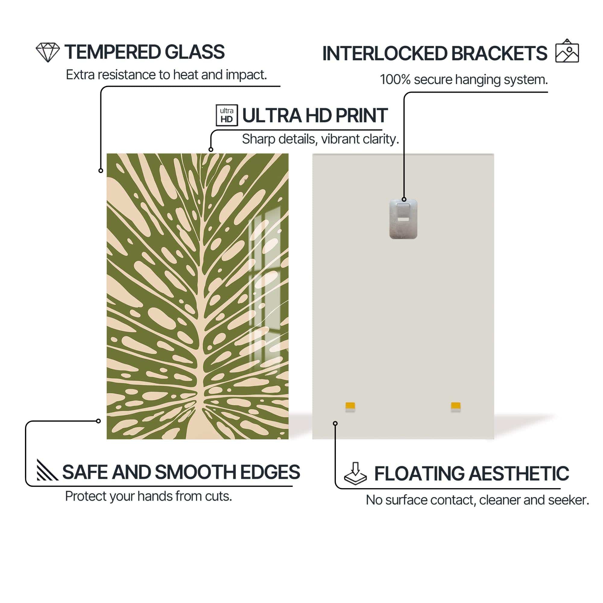 Artronauts Glass Print Olive Leaf Rhythm– Bohemian Tempered Glass Wall Art