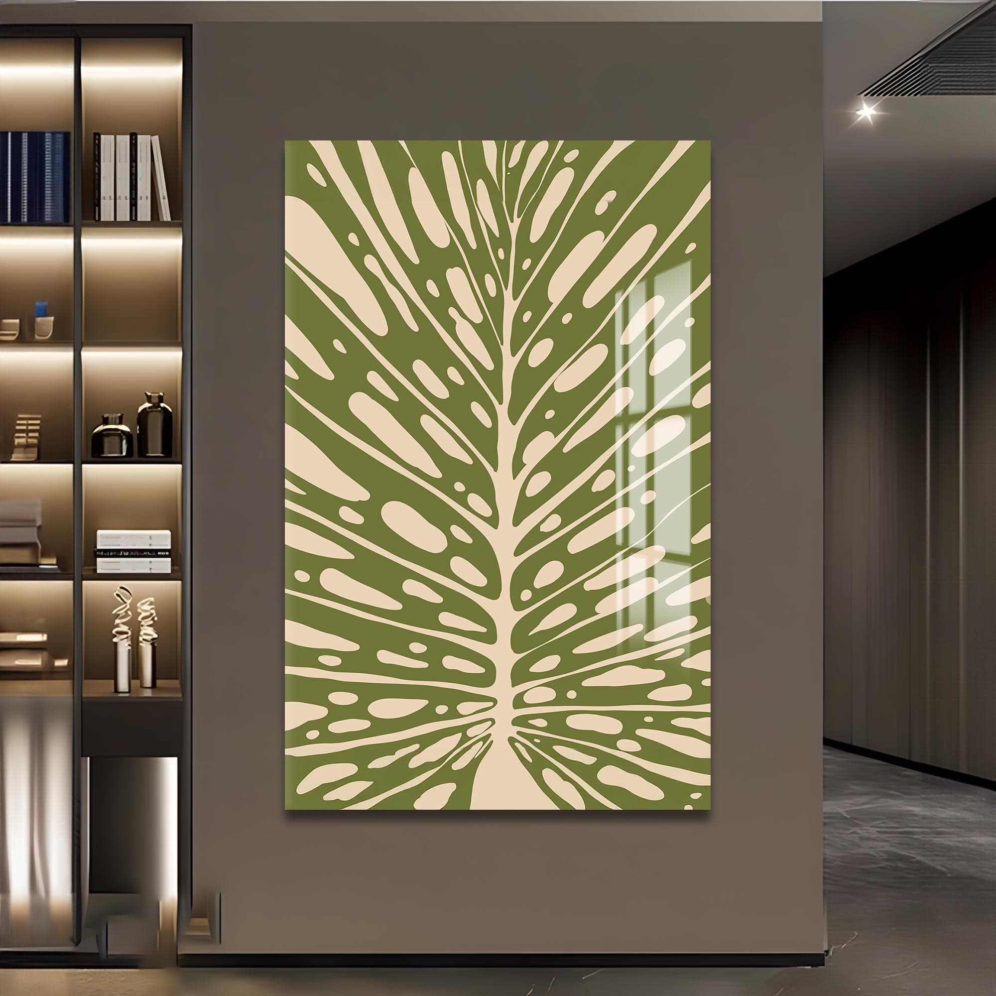 Artronauts Glass Print Olive Leaf Rhythm– Bohemian Tempered Glass Wall Art