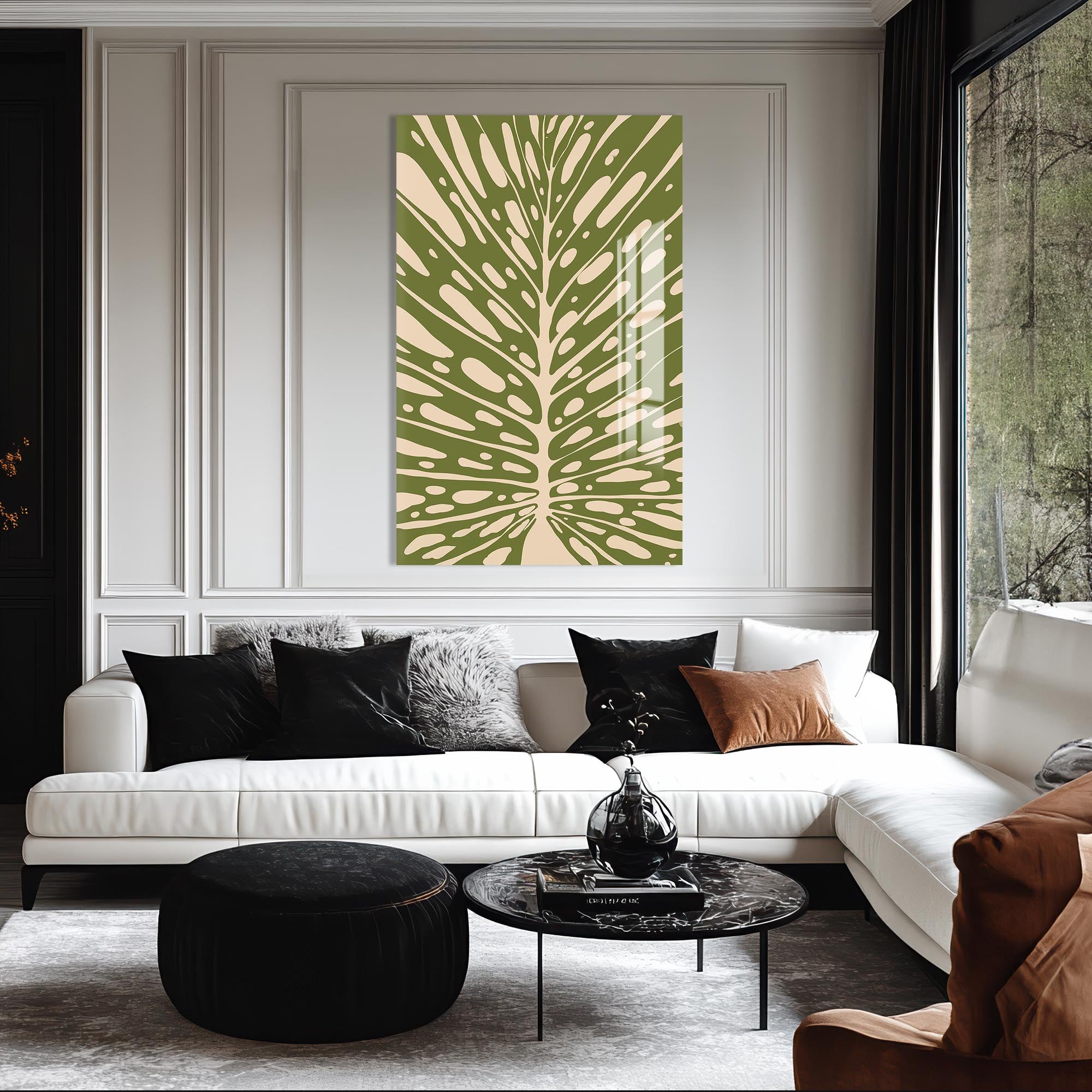 Artronauts Glass Print Olive Leaf Rhythm– Bohemian Tempered Glass Wall Art