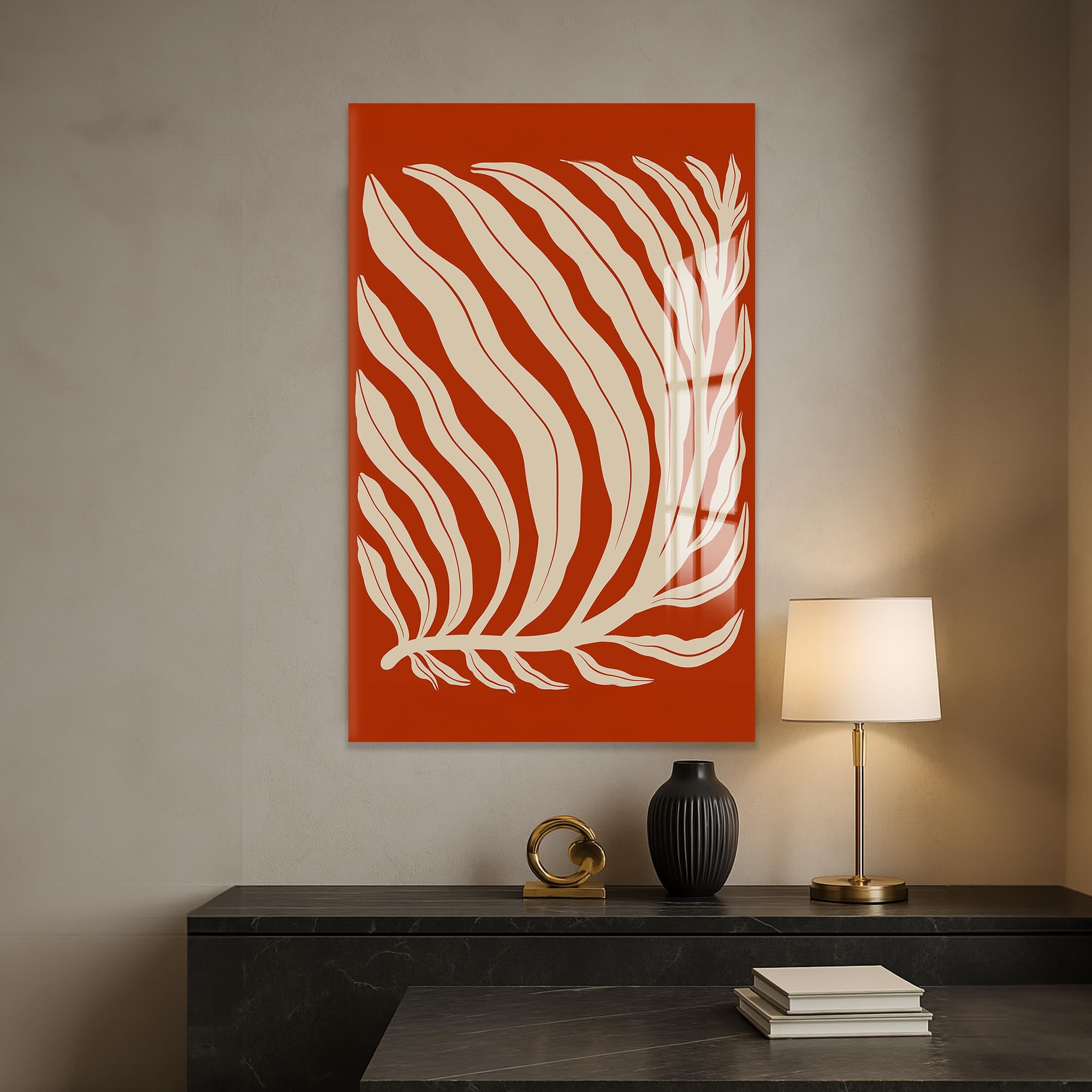 Artronauts Glass Print Rust Palm Flow– Bohemian Tempered Glass Wall Art