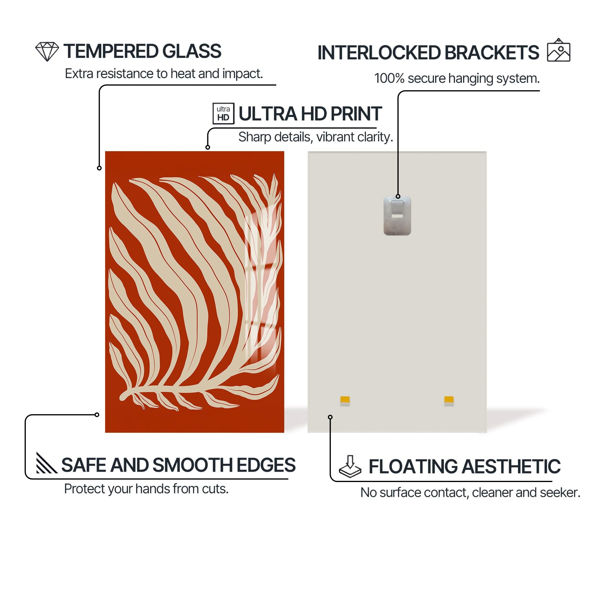 Artronauts Glass Print Rust Palm Flow– Bohemian Tempered Glass Wall Art