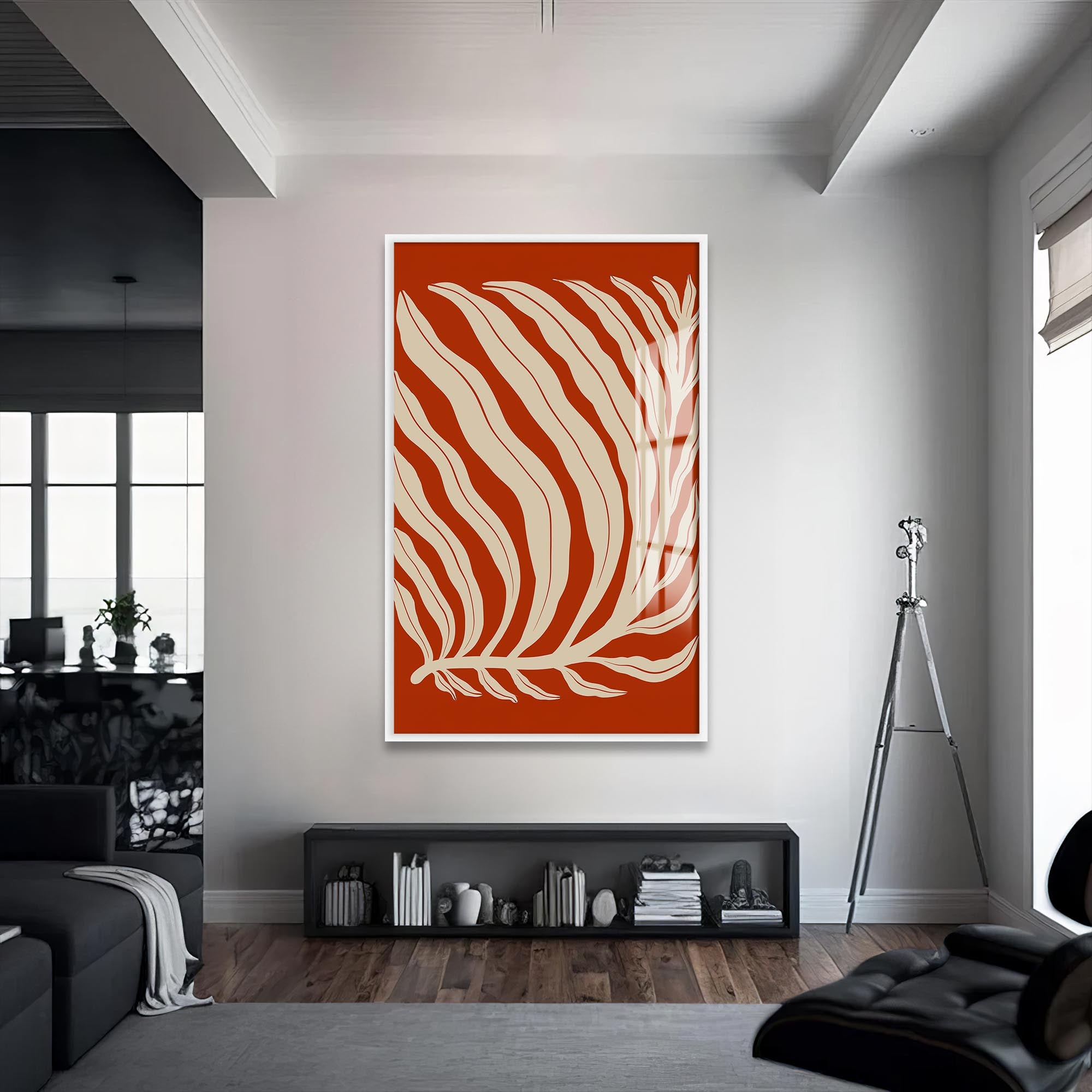 Artronauts Glass Print S | 72x46 cm | 28.3"x18.1" / White Rust Palm Flow– Bohemian Tempered Glass Wall Art