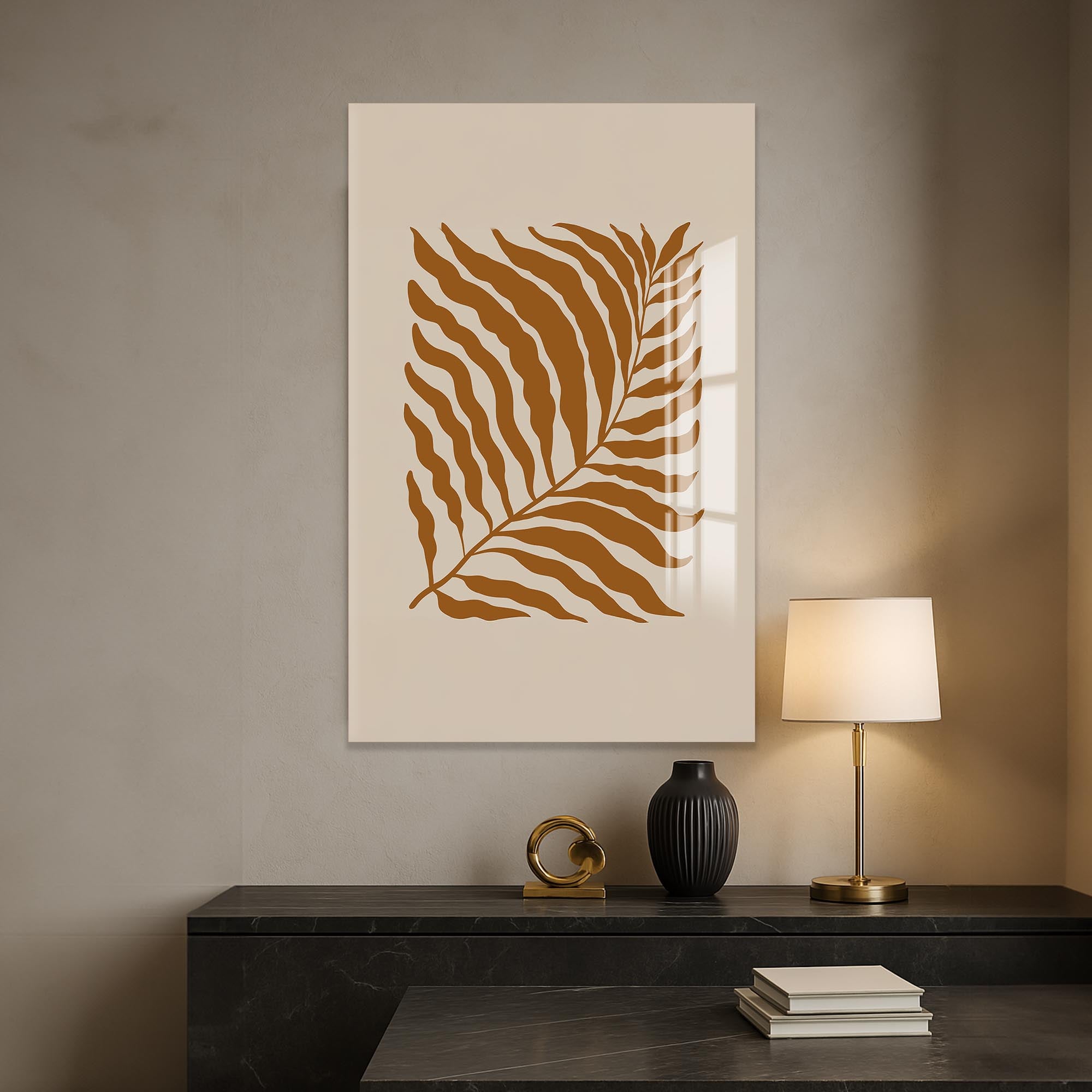 Artronauts Glass Print Sand Fern Silhouette– Bohemian Tempered Glass Wall Art