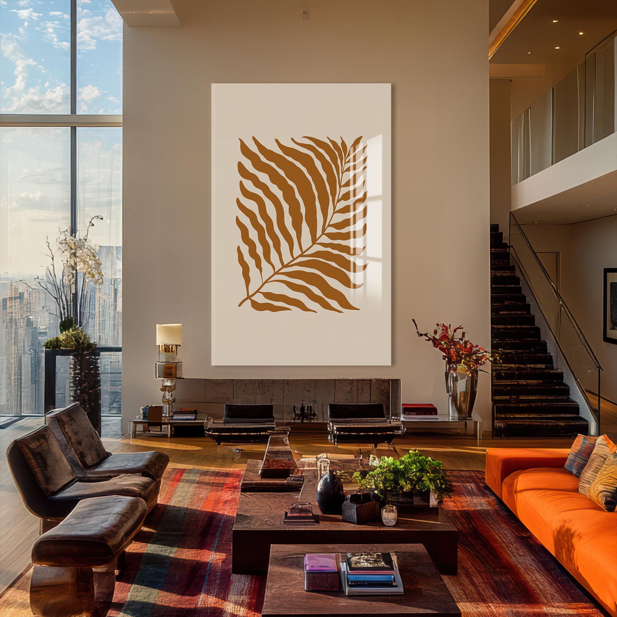 Artronauts Glass Print Sand Fern Silhouette– Bohemian Tempered Glass Wall Art