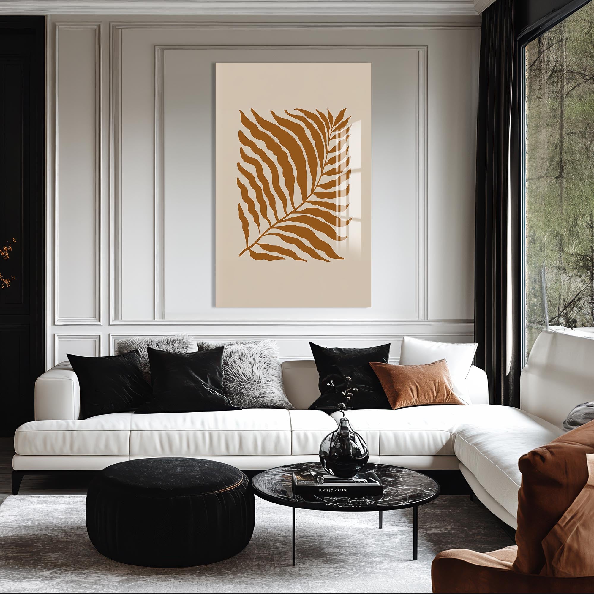 Artronauts Glass Print Sand Fern Silhouette– Bohemian Tempered Glass Wall Art