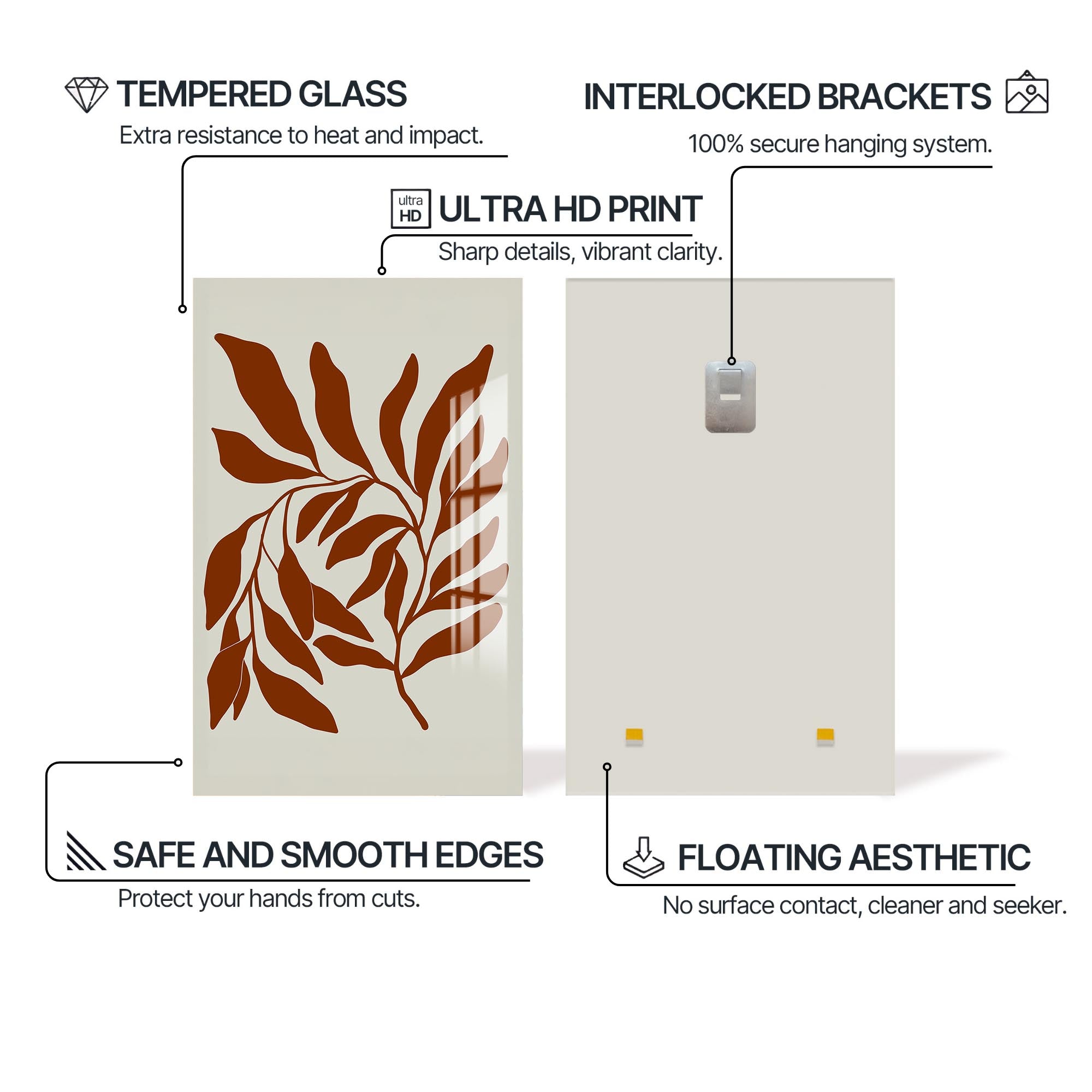 Terracotta Branches– Bohemian Tempered Glass Wall Art