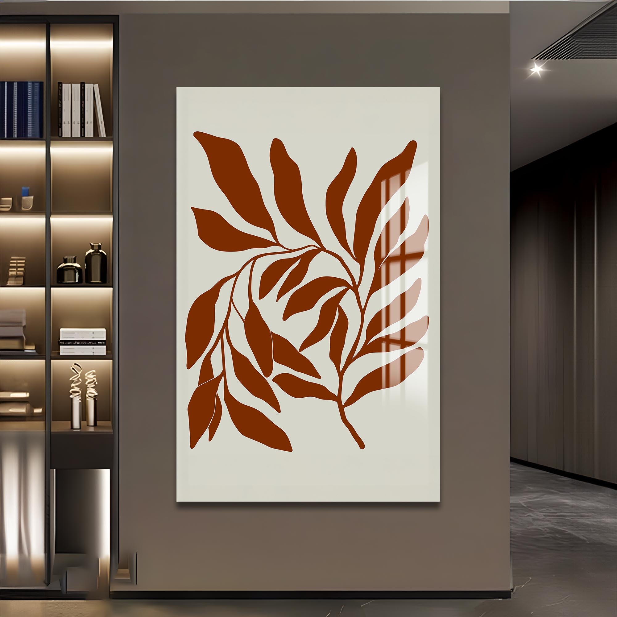 Terracotta Branches– Bohemian Tempered Glass Wall Art