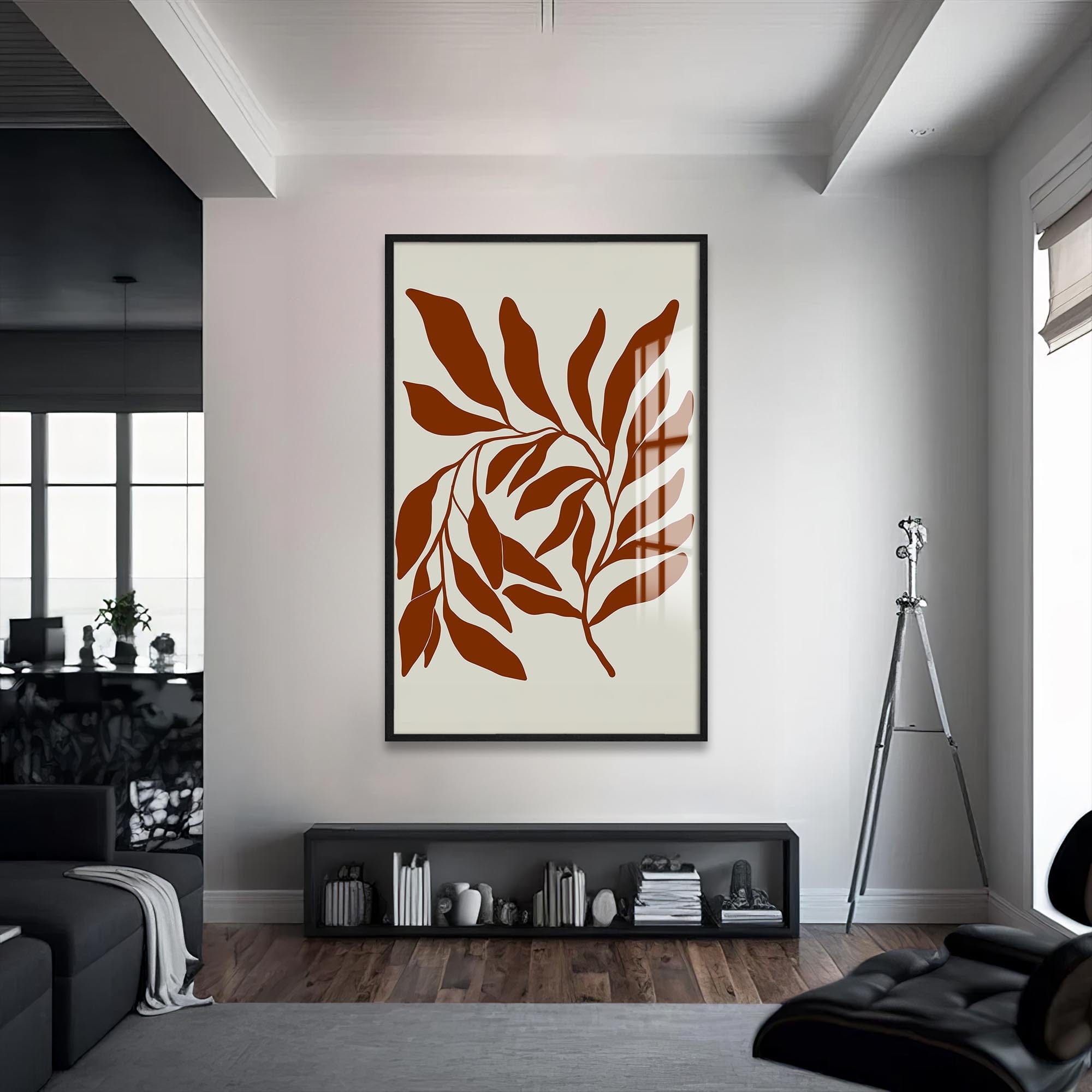 Artronauts Glass Print S | 72x46 cm | 28.3"x18.1" / Black Terracotta Branches– Bohemian Tempered Glass Wall Art