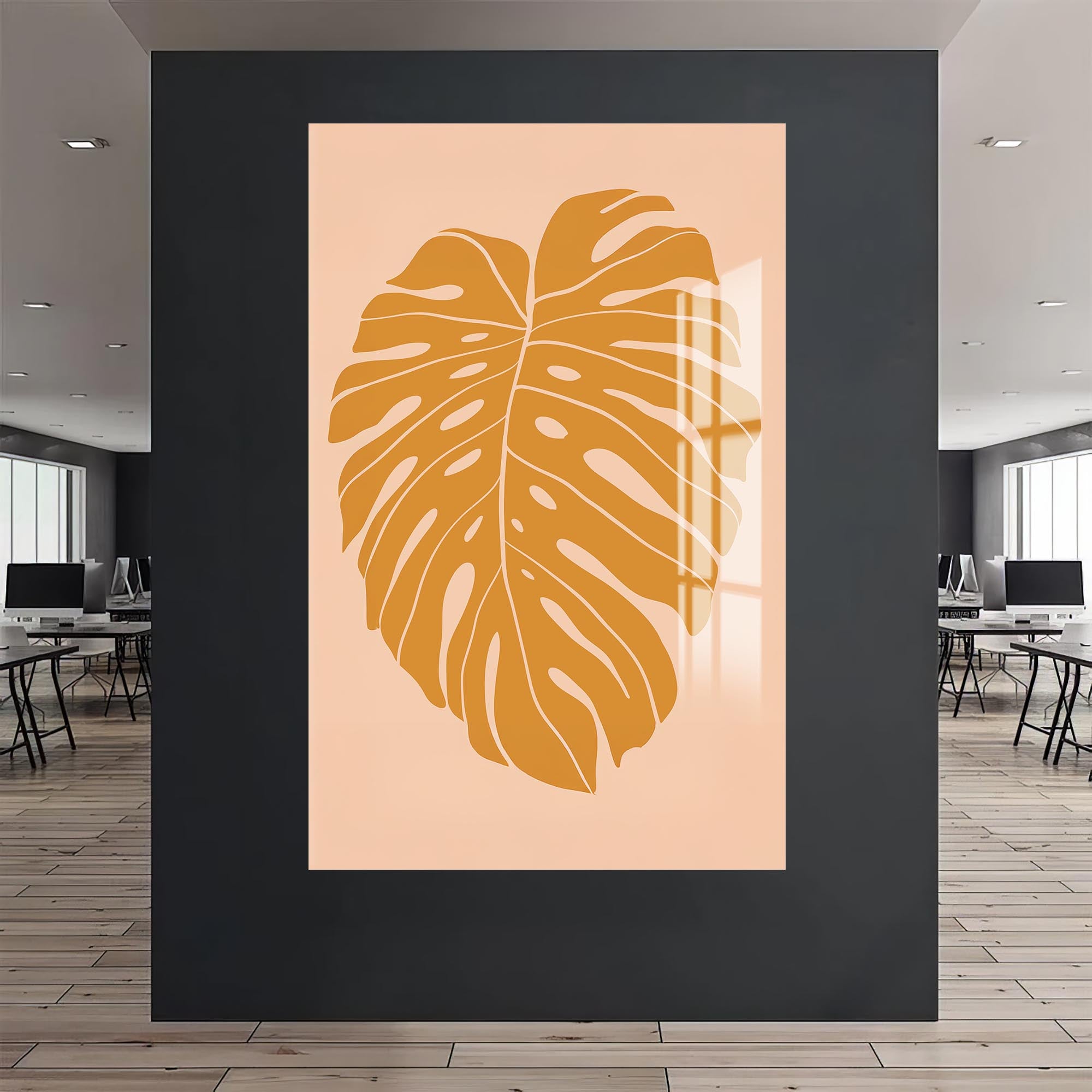 Artronauts Glass Print Golden Monstera– Bohemian Tempered Glass Wall Art
