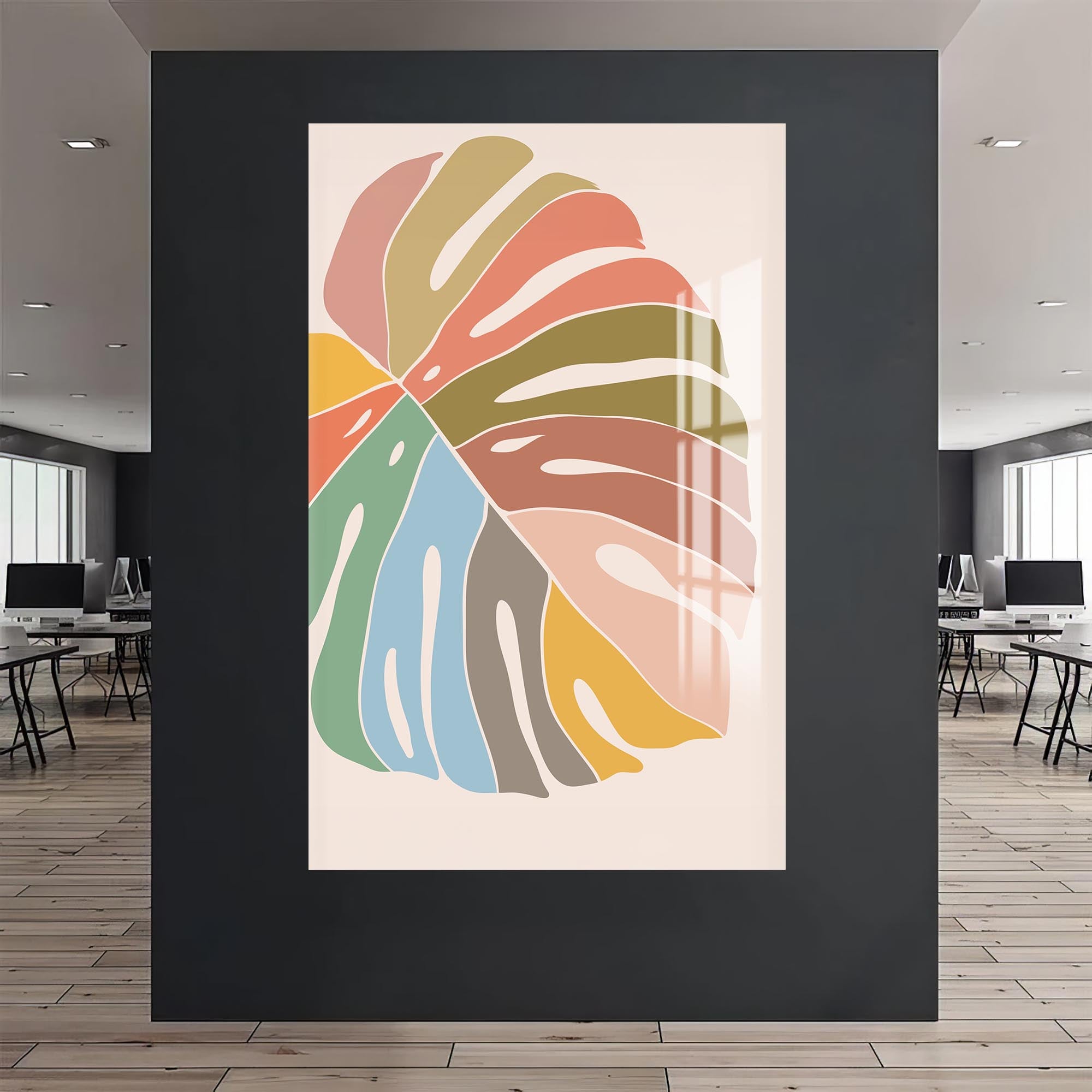 Artronauts Glass Print Multitone Monstera– Bohemian Tempered Glass Wall Art