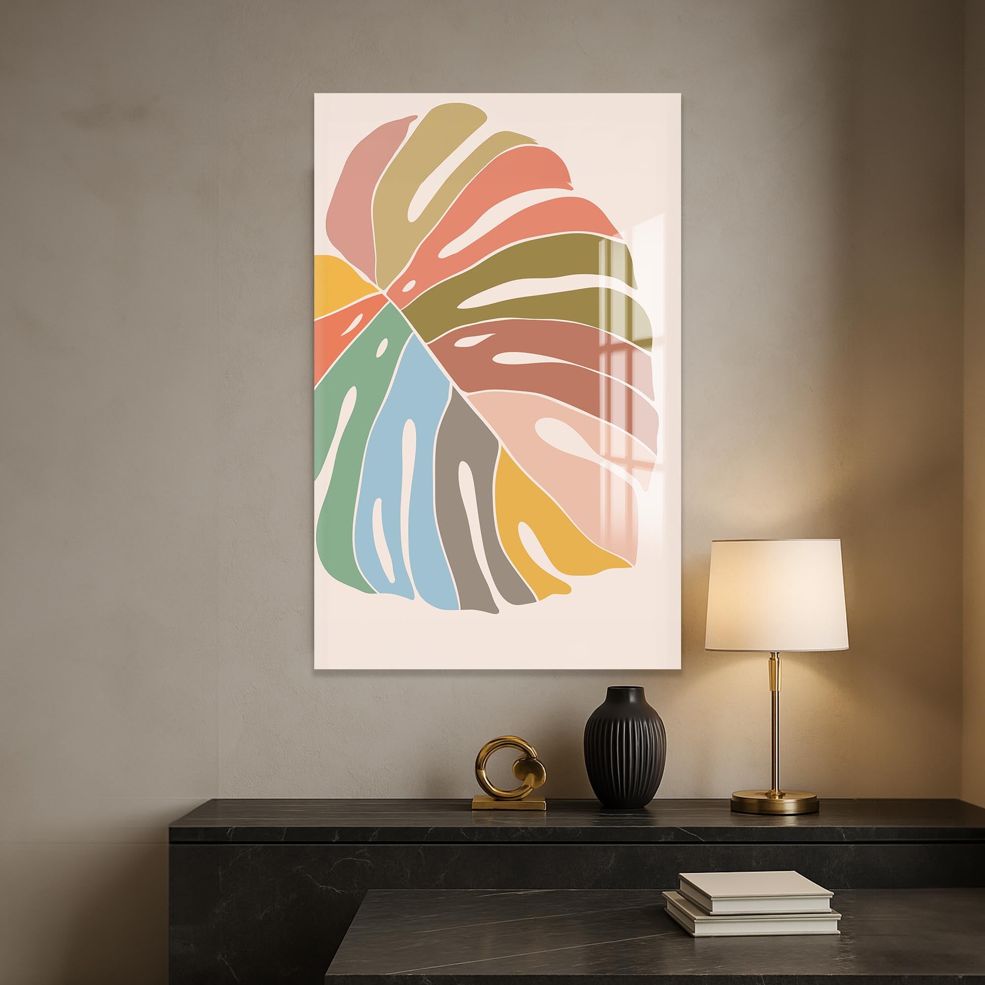 Artronauts Glass Print Multitone Monstera– Bohemian Tempered Glass Wall Art