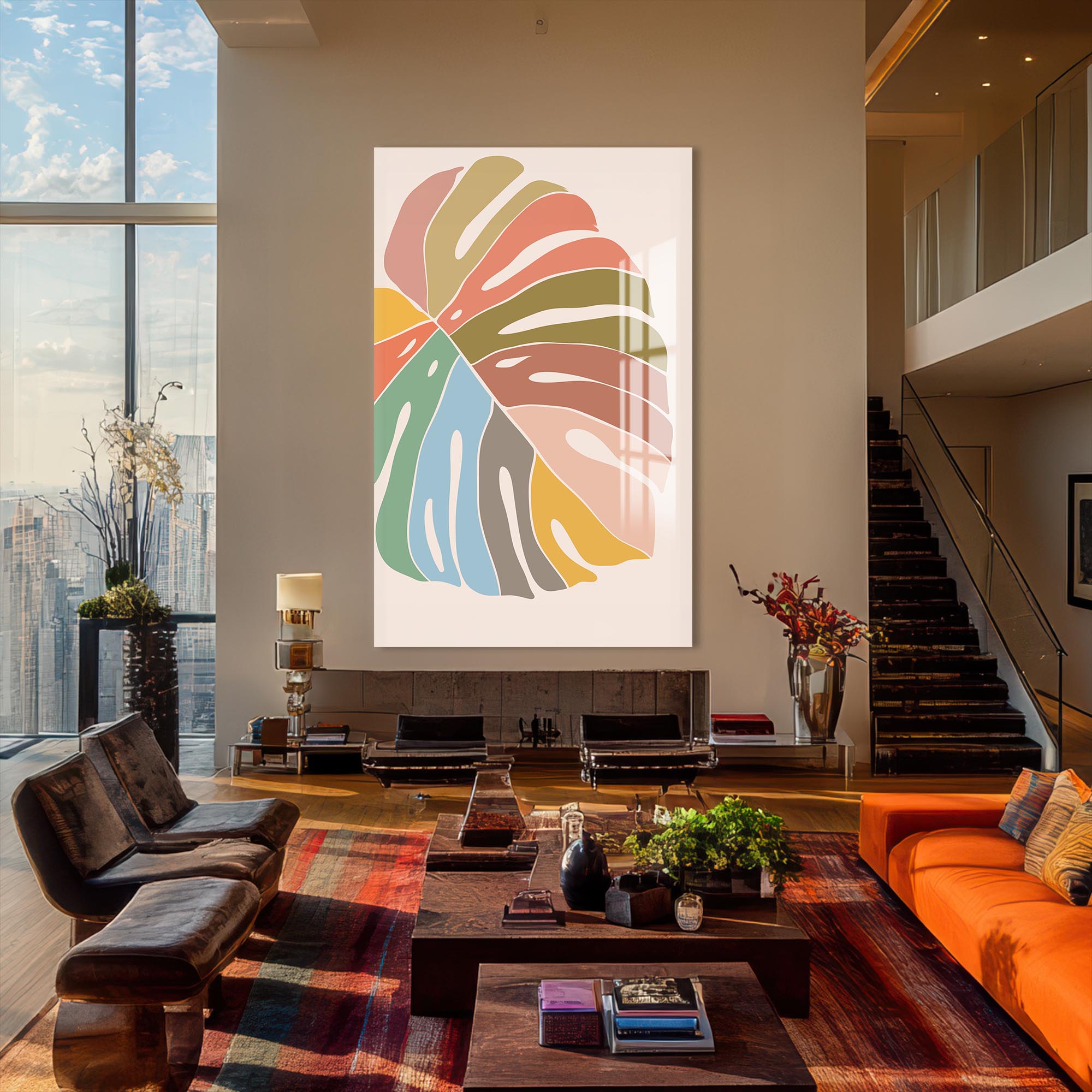 Artronauts Glass Print Multitone Monstera– Bohemian Tempered Glass Wall Art