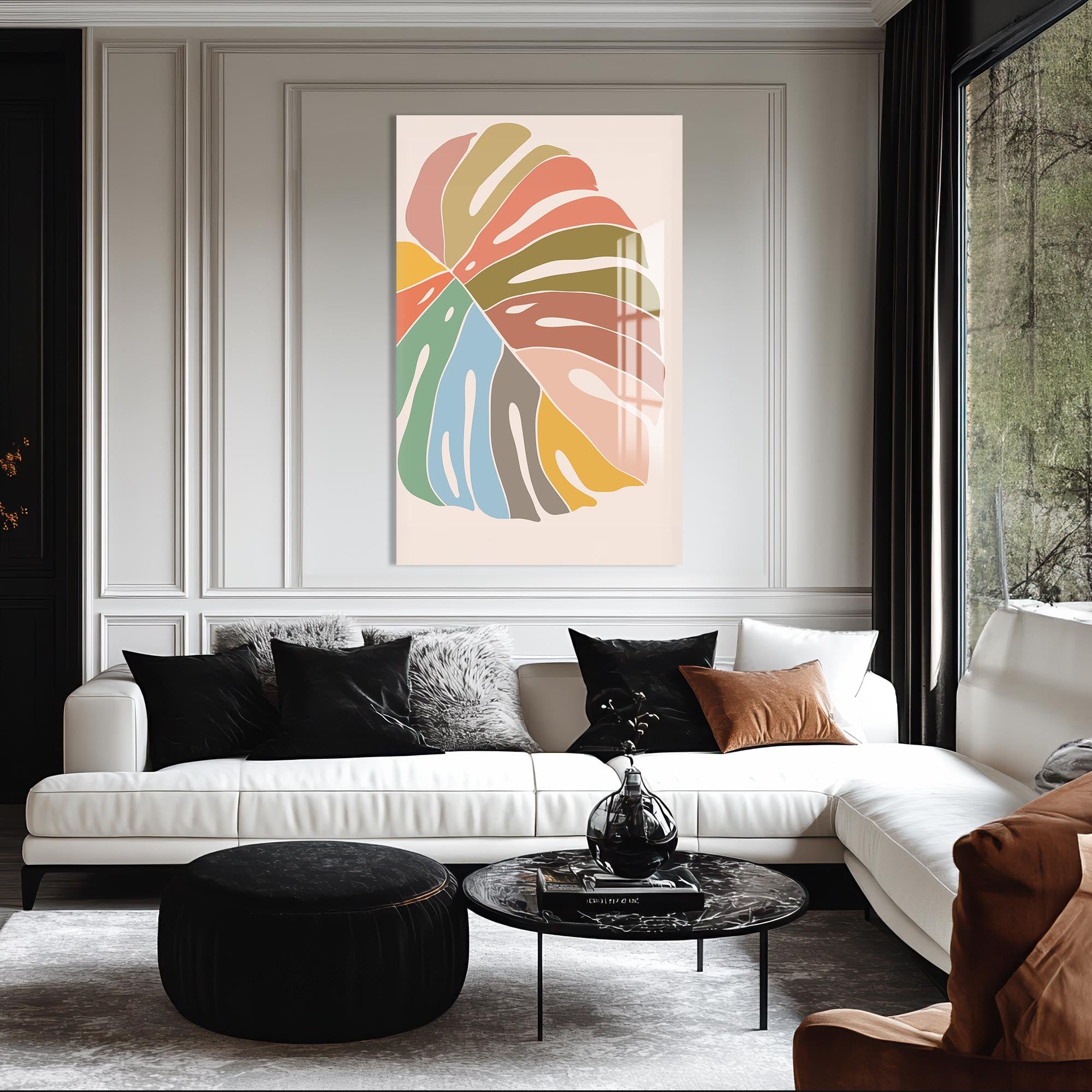 Artronauts Glass Print Multitone Monstera– Bohemian Tempered Glass Wall Art