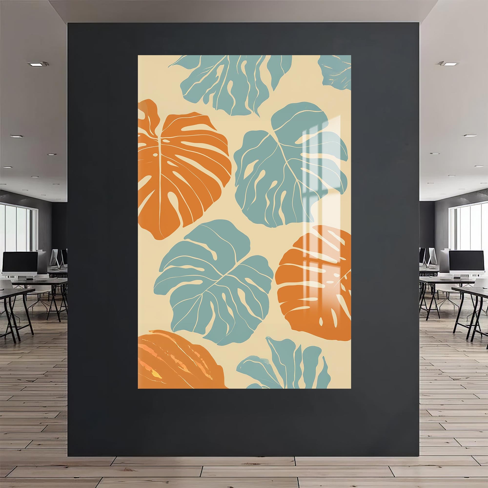 Coastal Monstera– Bohemian Tempered Glass Wall Art