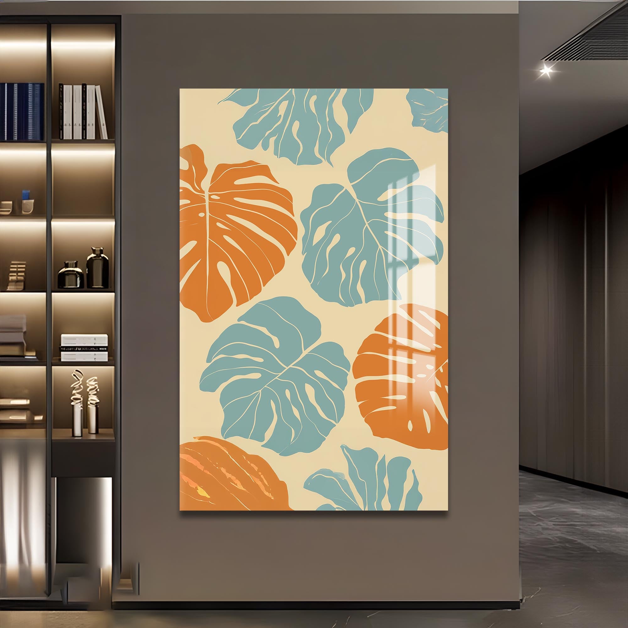 Coastal Monstera– Bohemian Tempered Glass Wall Art