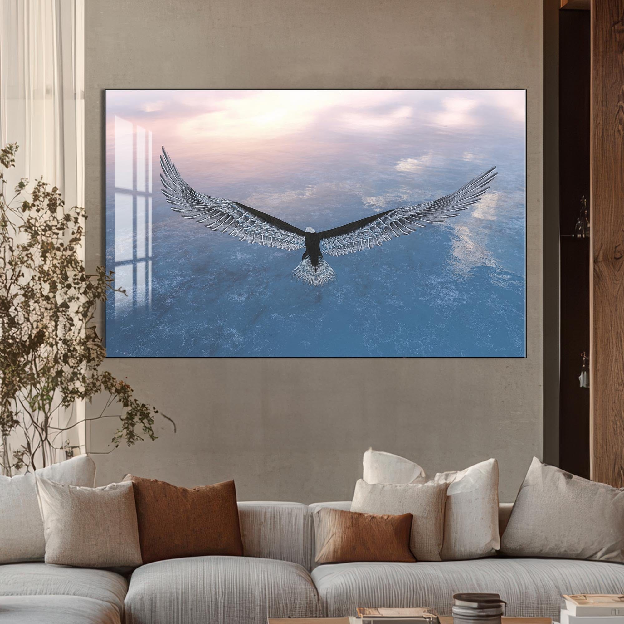 Artronauts Glass Print Soaring Eagle Above the Clouds – Animal Tempered Glass Wall Art